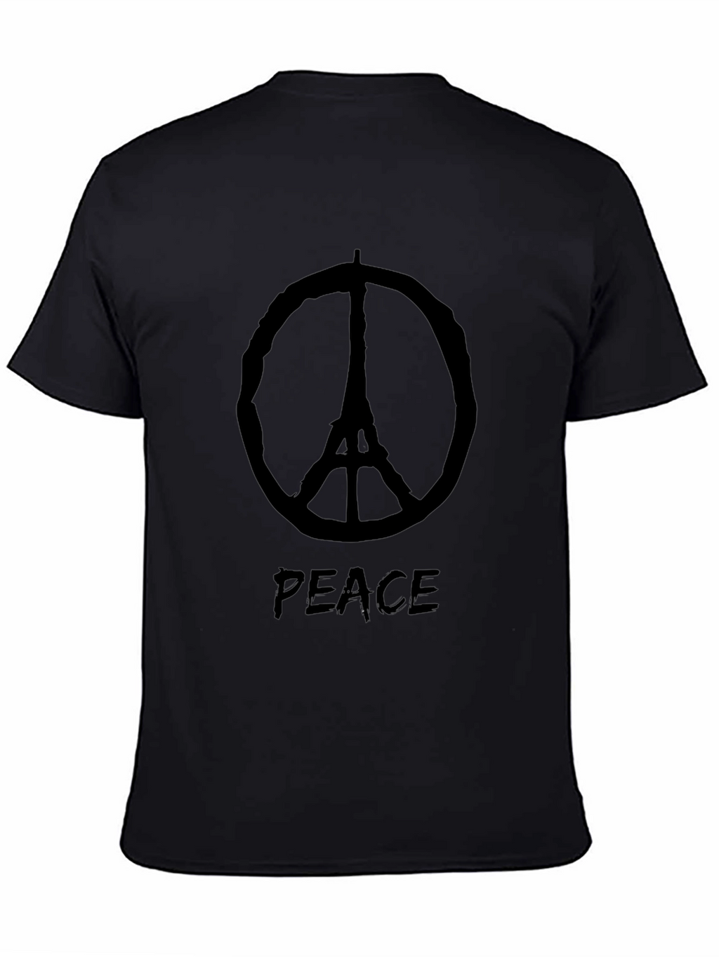 Peace Eiffel Tower Black T-Shirt