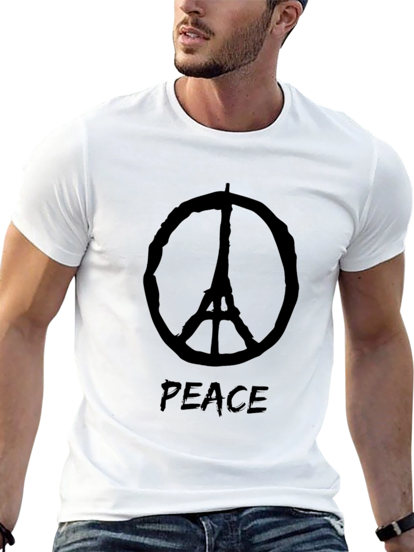 Peace Eiffel Tower Black T-Shirt