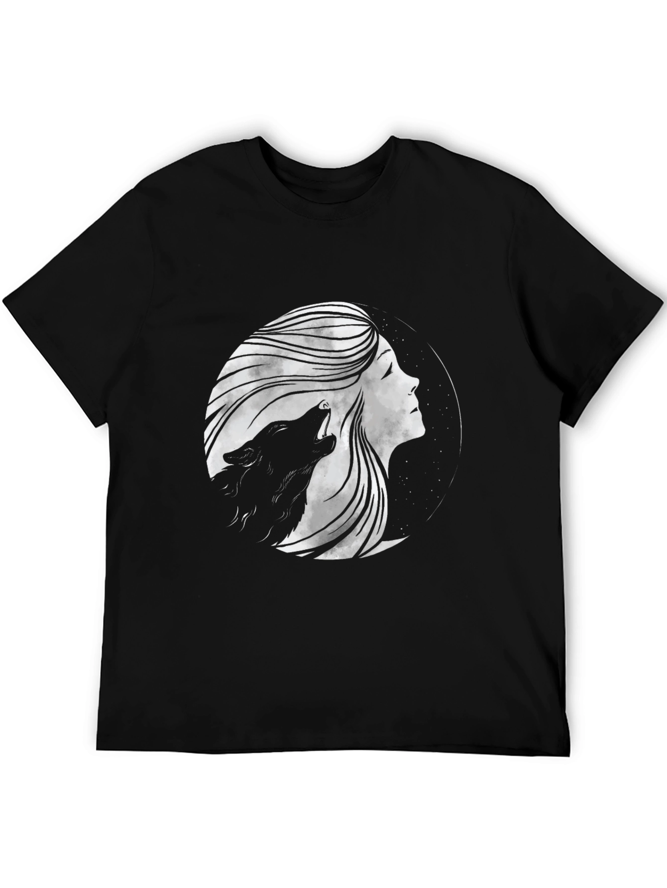 Wolf Moon Woman Graphic Tee - Black