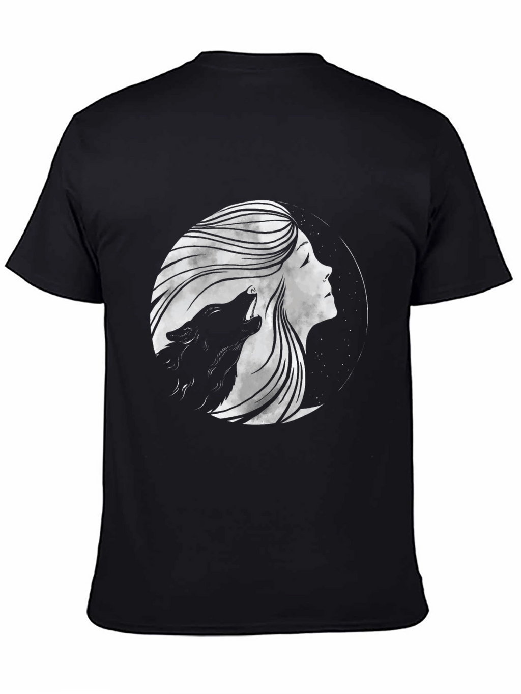 Wolf Moon Woman Graphic Tee - Black