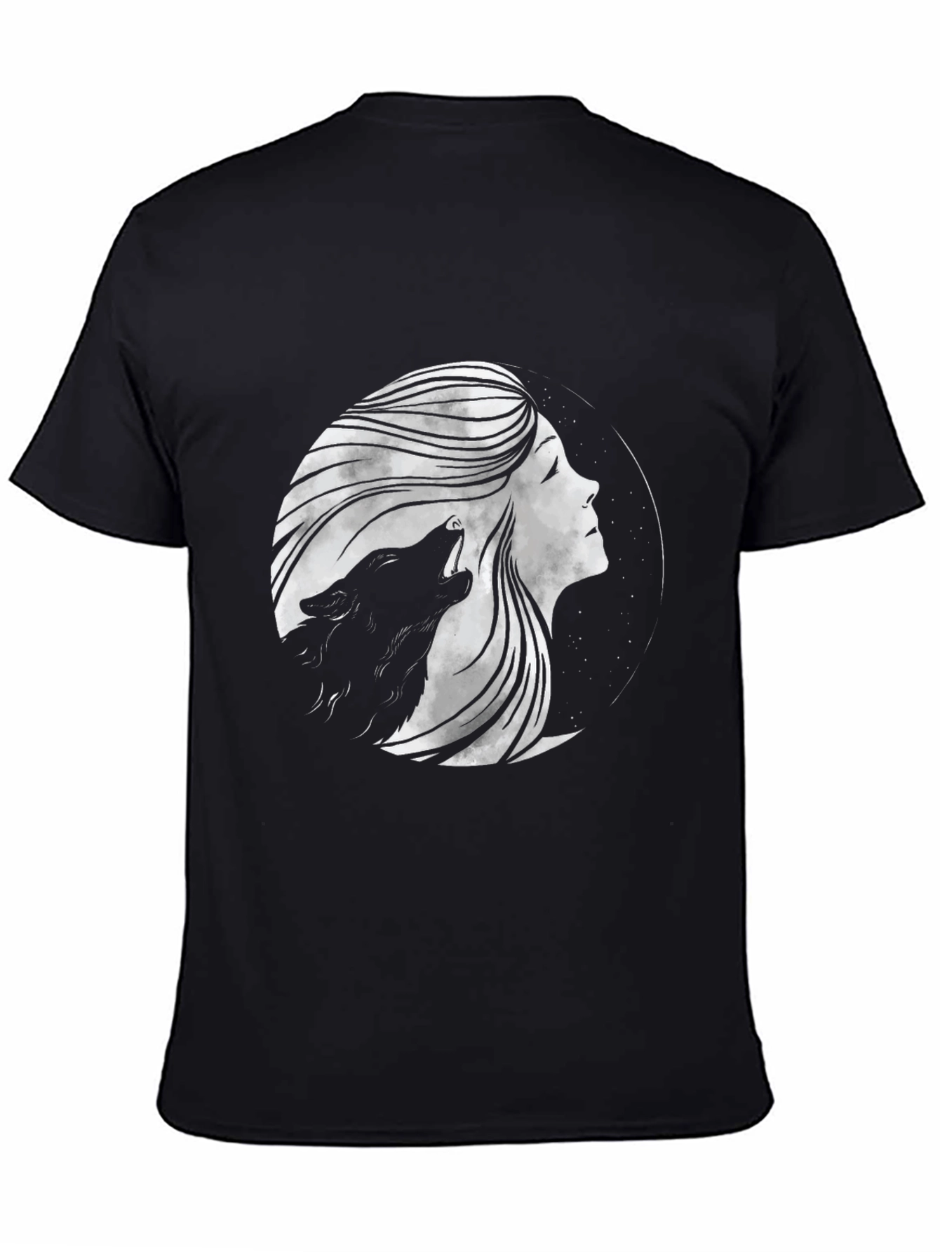 Wolf Moon Woman Graphic Tee - Black