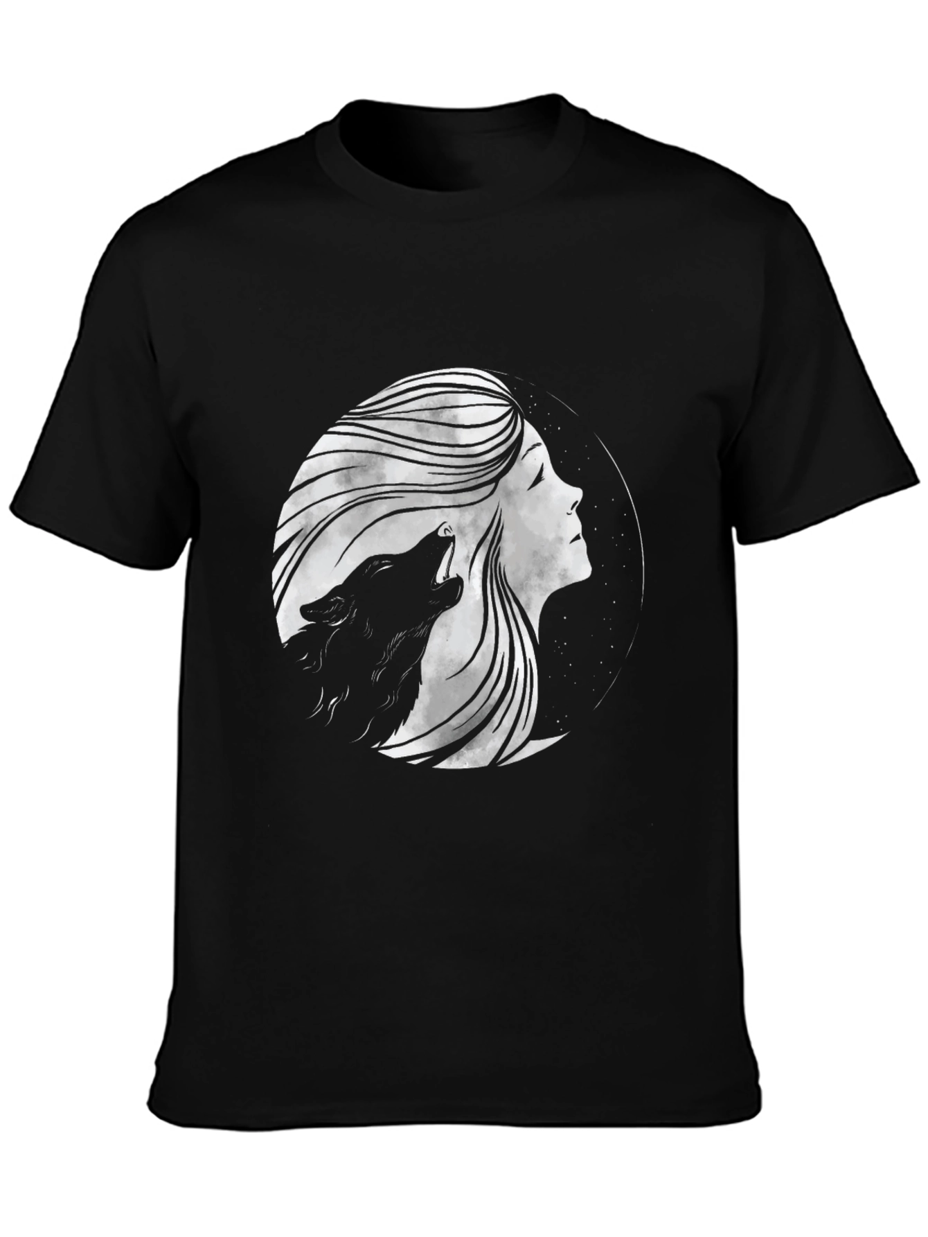 Wolf Moon Woman Graphic Tee - Black