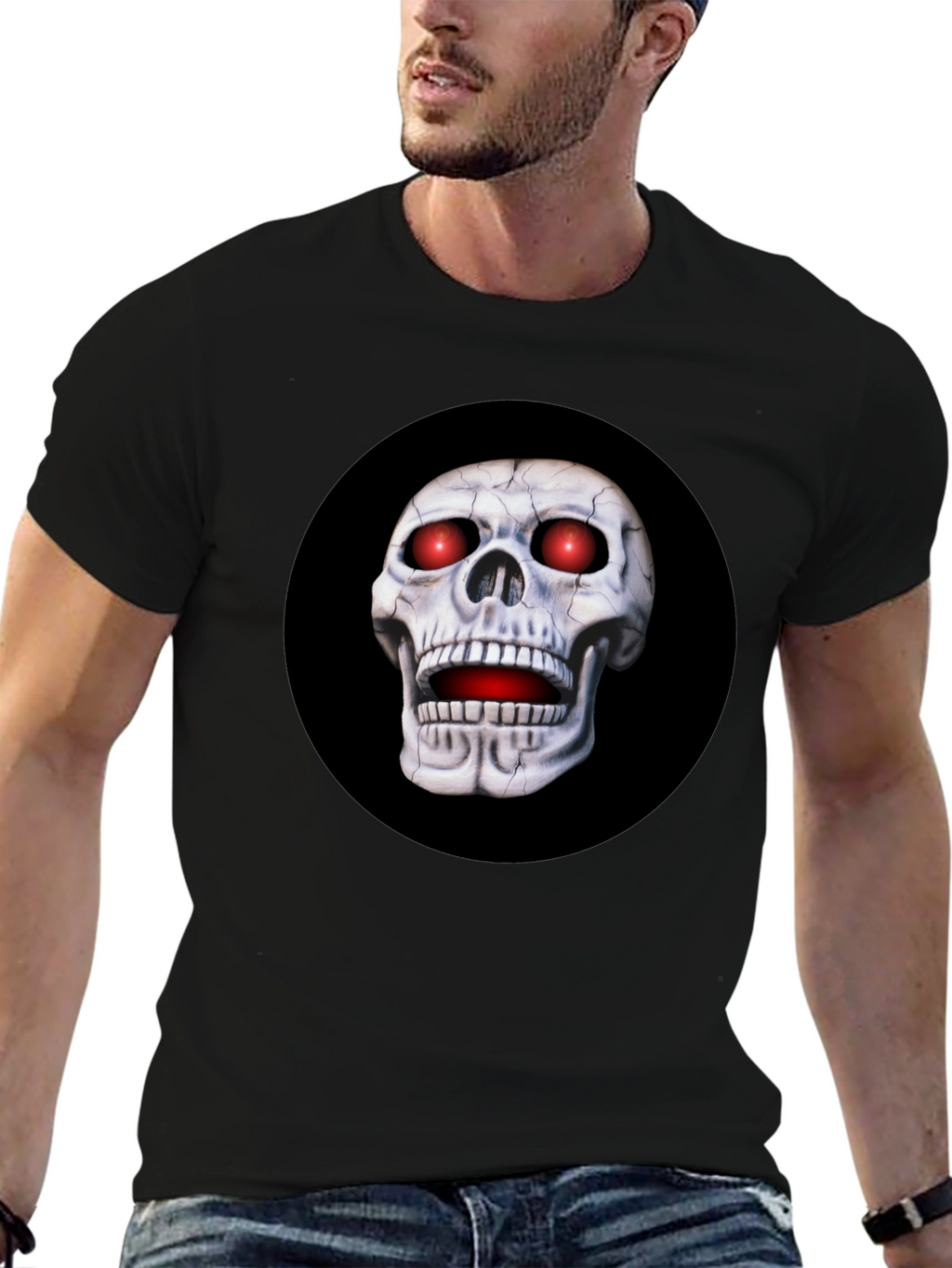 Skull Graphic T-Shirt - Red Eyes Black Tee