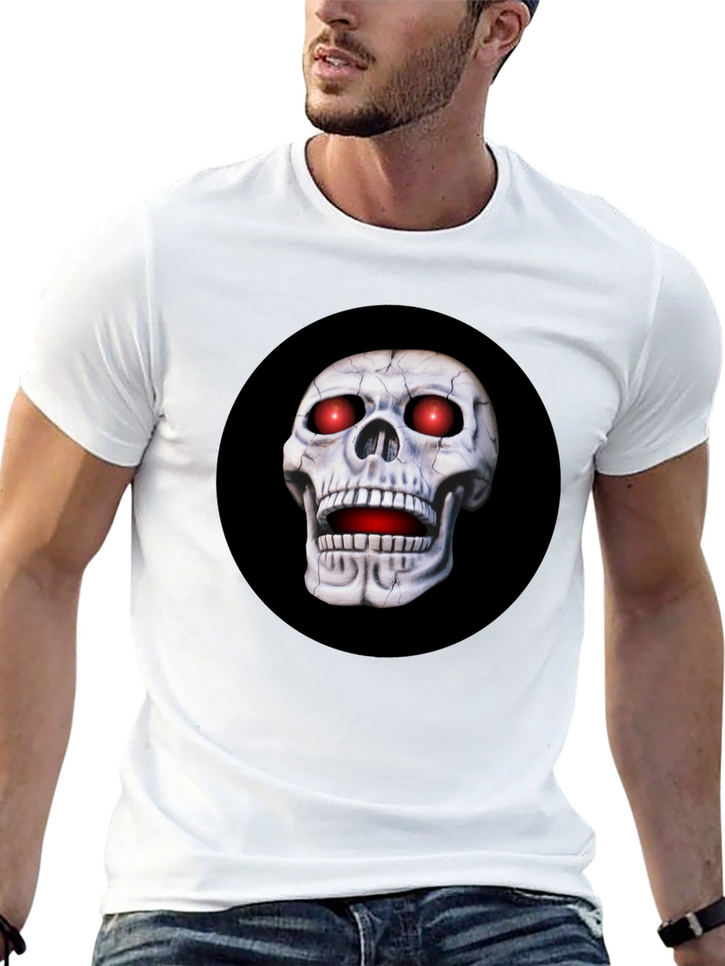 Skull Graphic T-Shirt - Red Eyes Black Tee