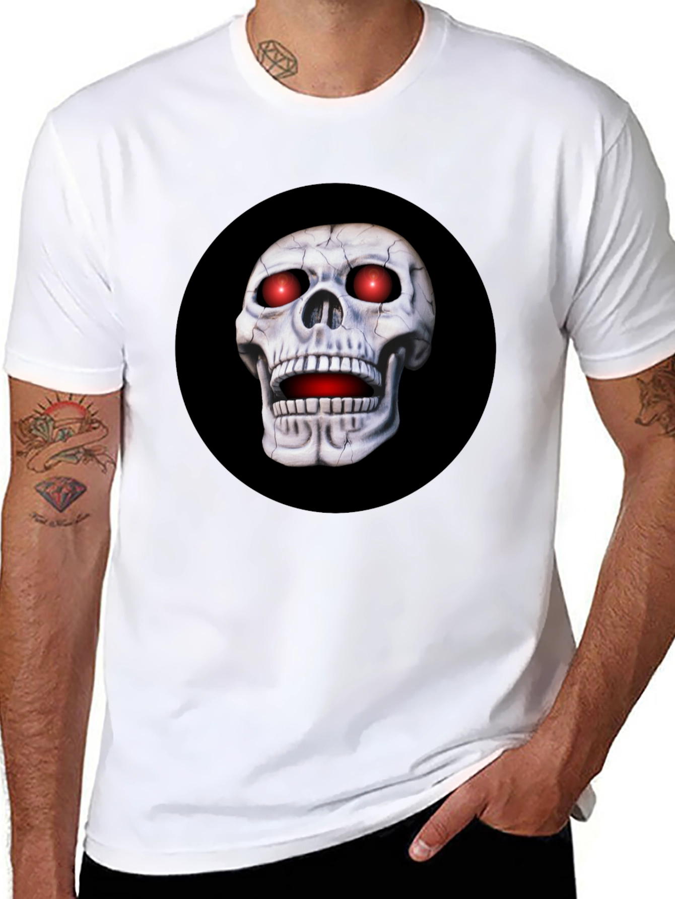 Skull Graphic T-Shirt - Red Eyes Black Tee