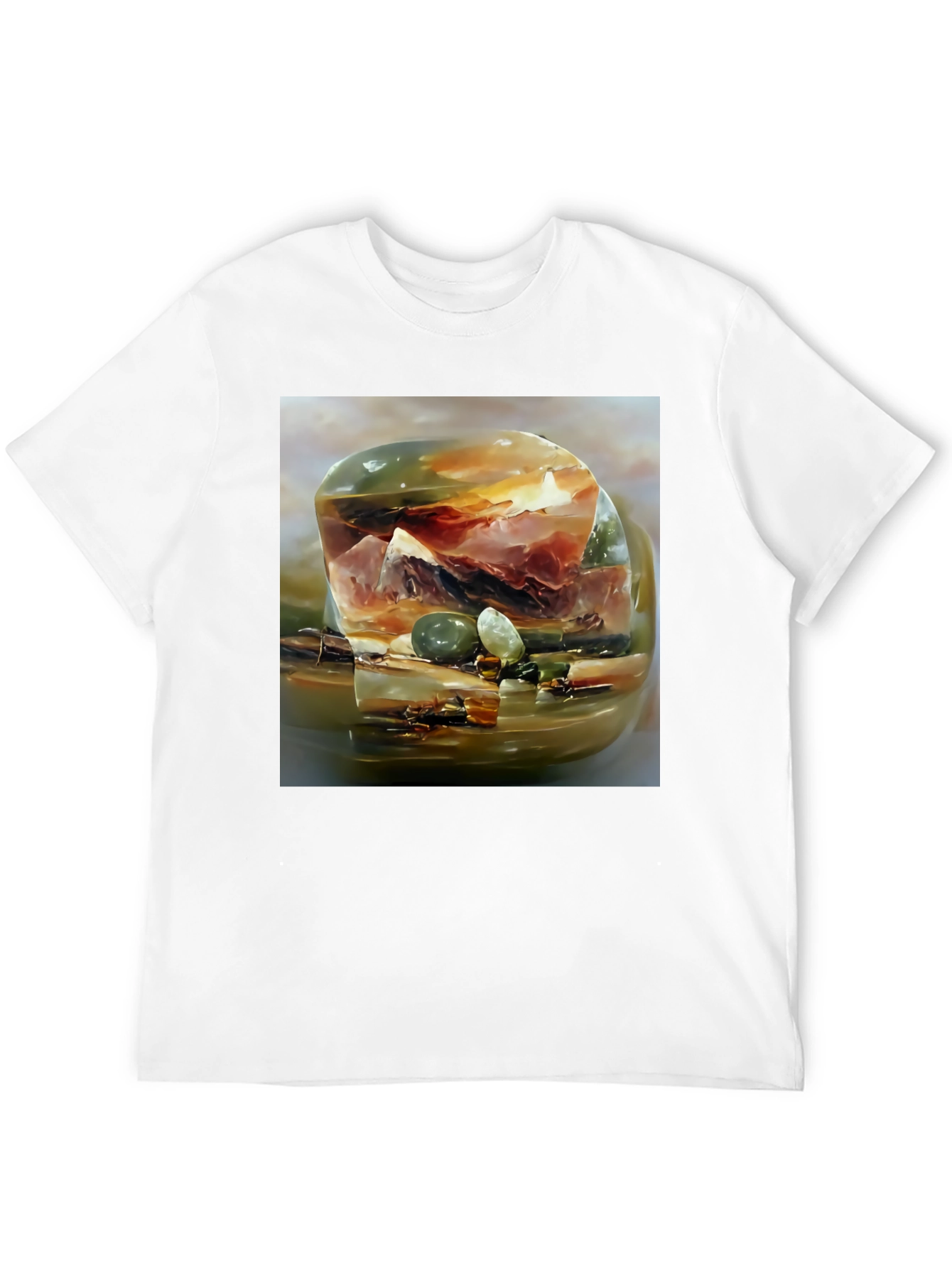 Abstract Gemstone Print Black T-Shirt