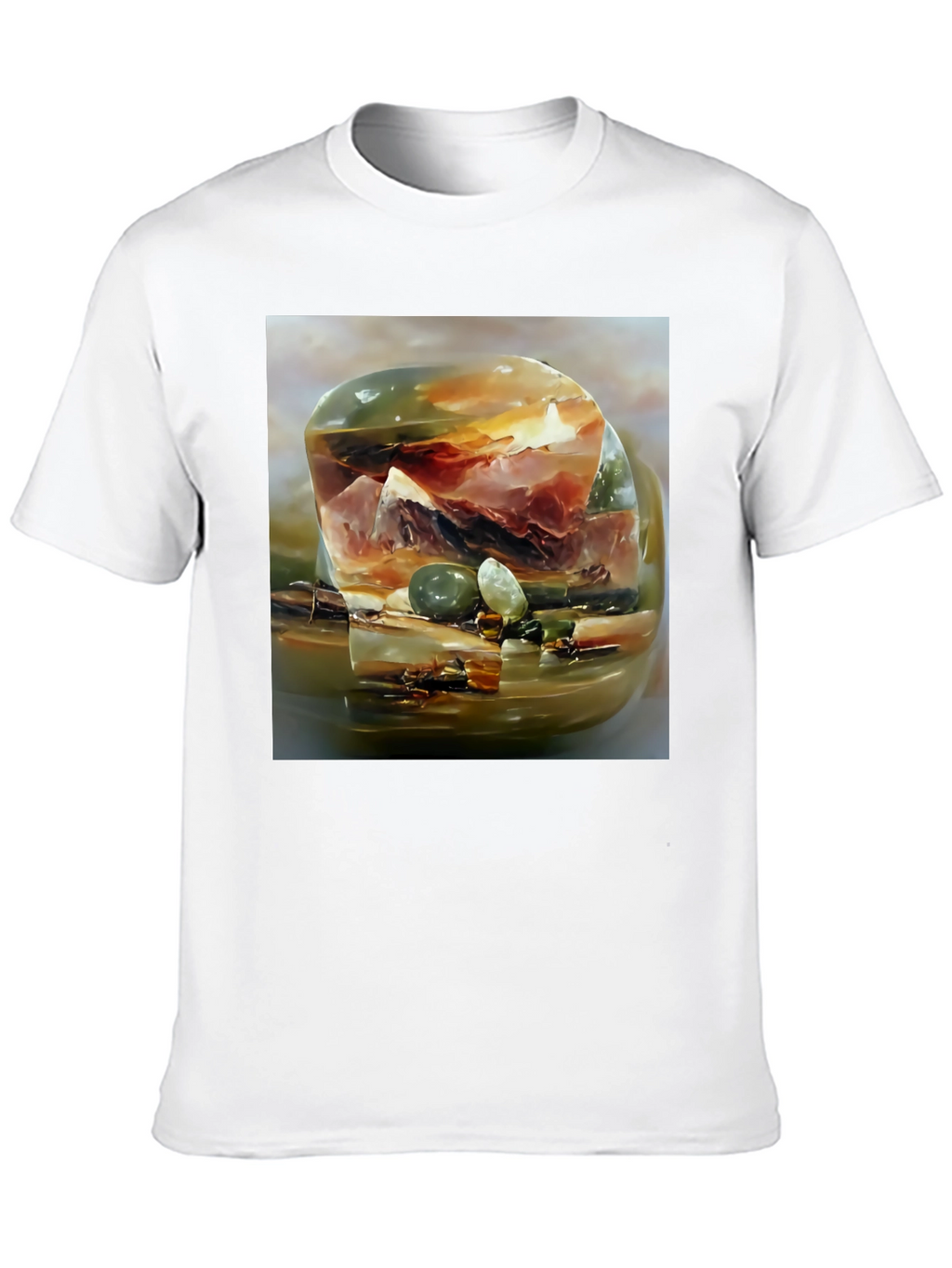 Abstract Gemstone Print Black T-Shirt