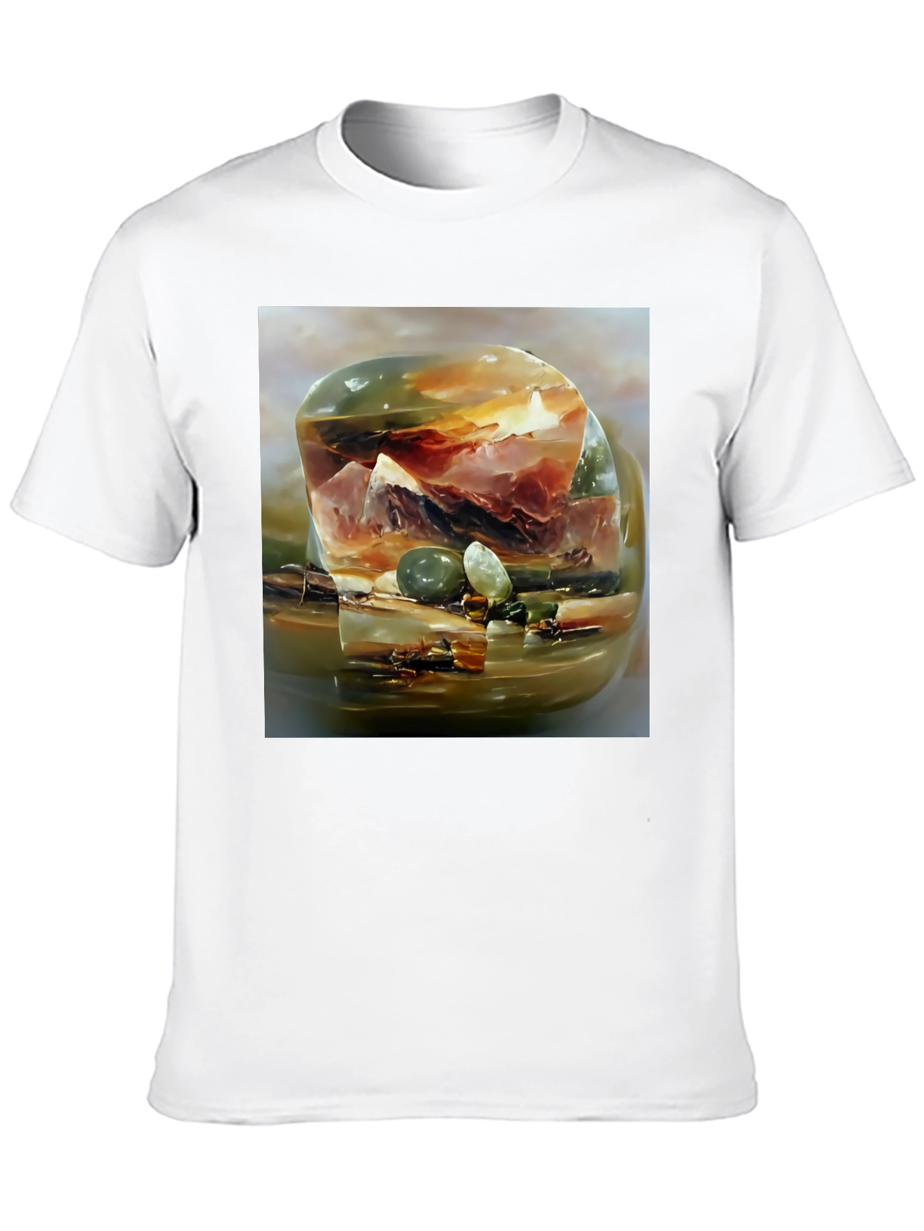 Abstract Gemstone Print Black T-Shirt