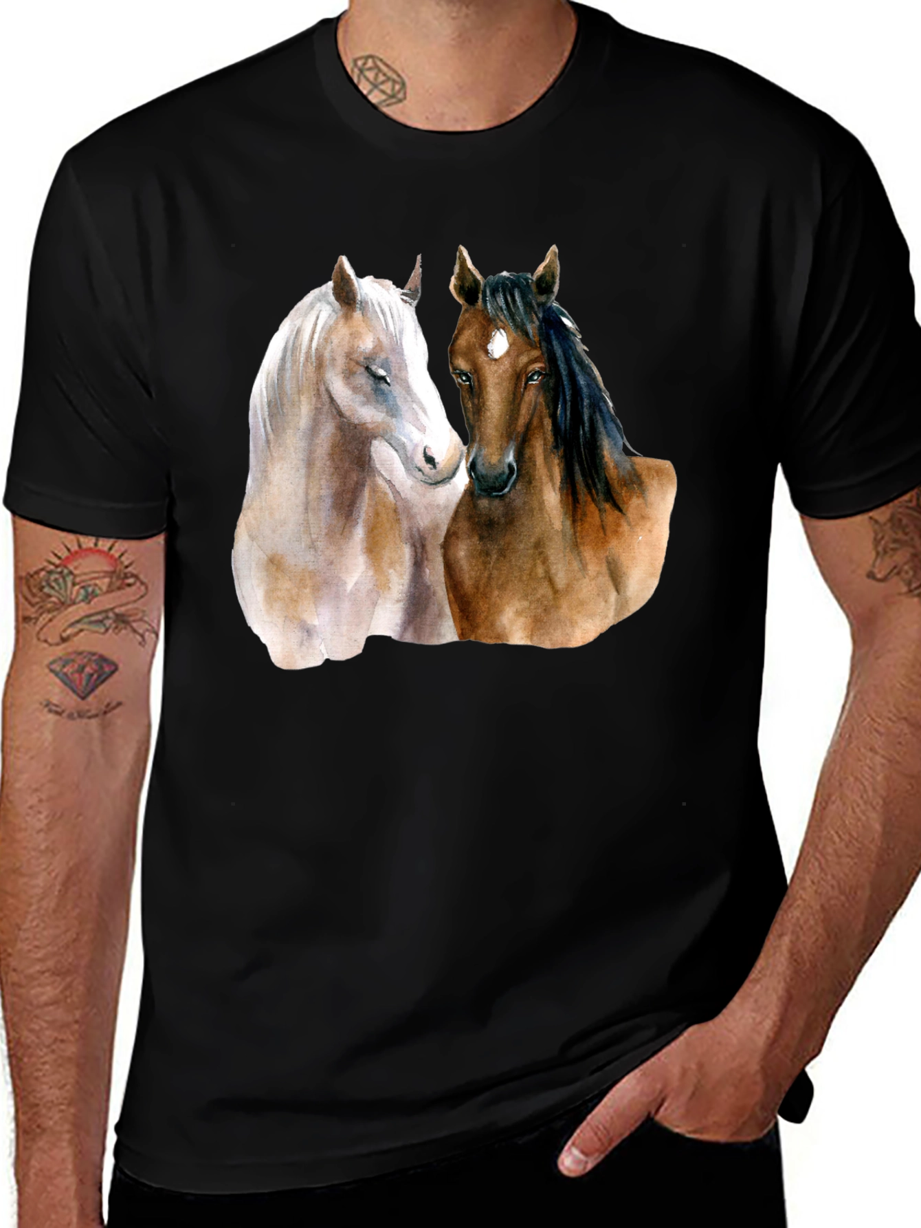 Horse Lovers T-Shirt: Artistic Equestrian Design