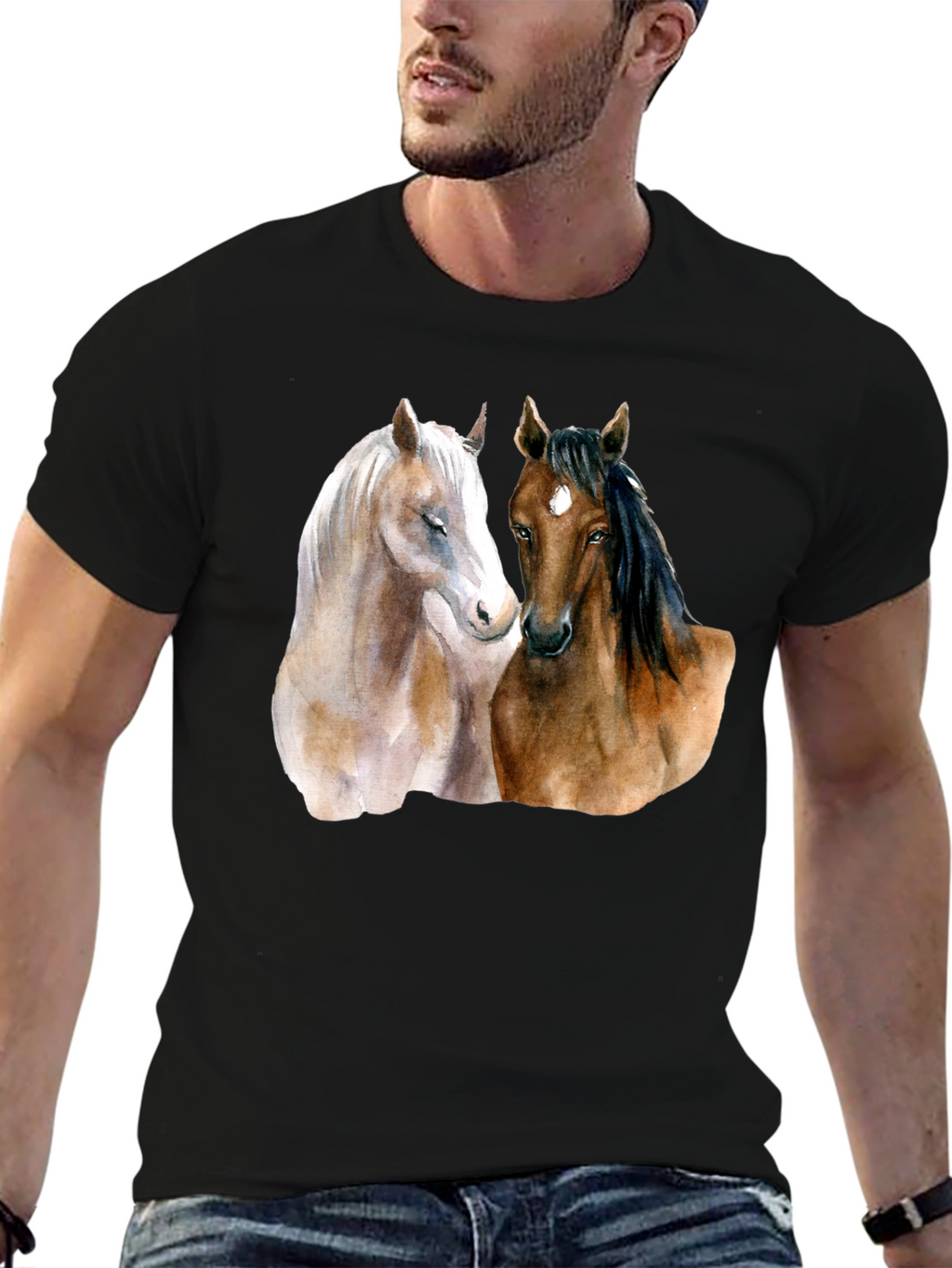 Horse Lovers T-Shirt: Artistic Equestrian Design