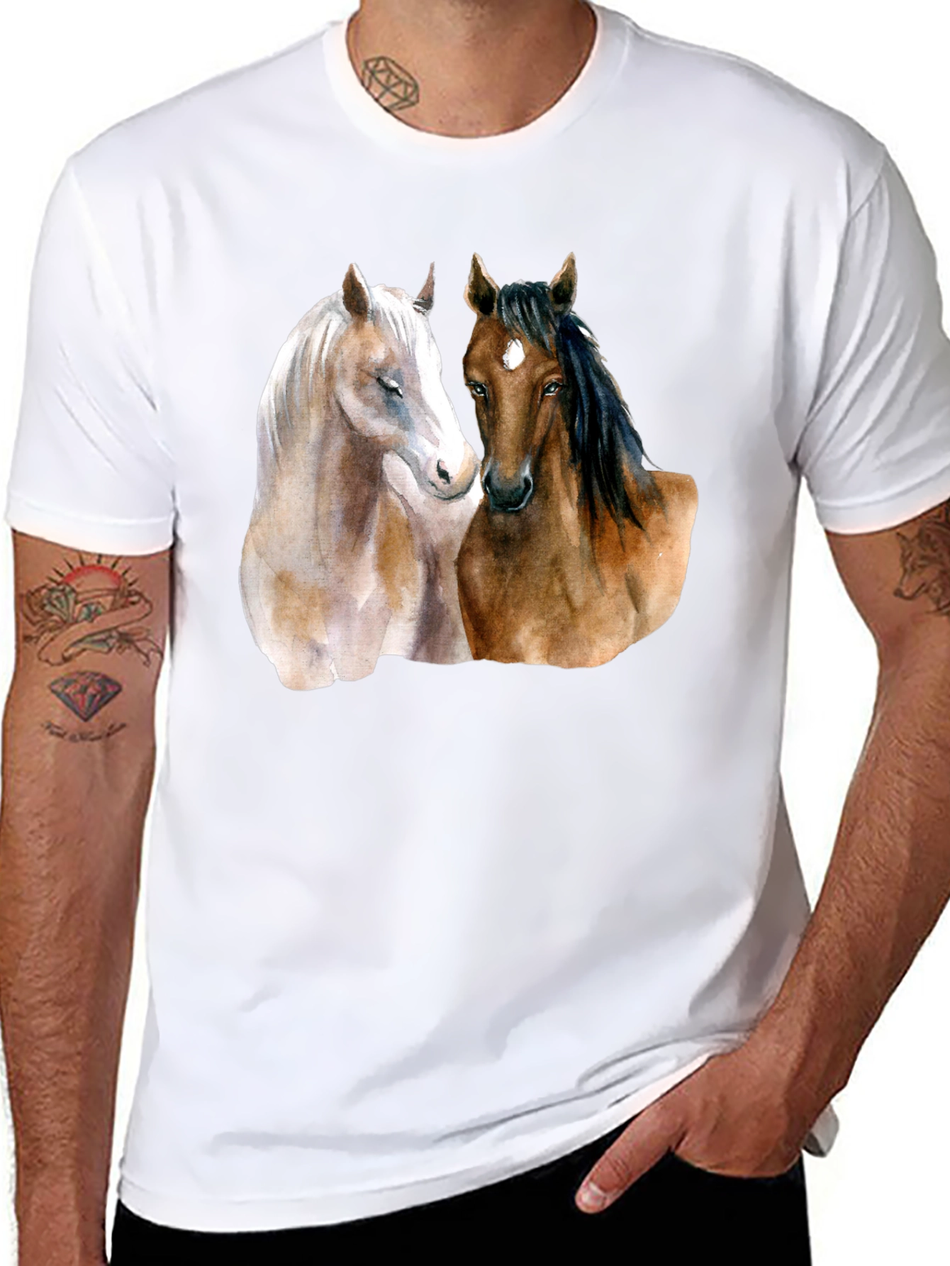 Horse Lovers T-Shirt: Artistic Equestrian Design