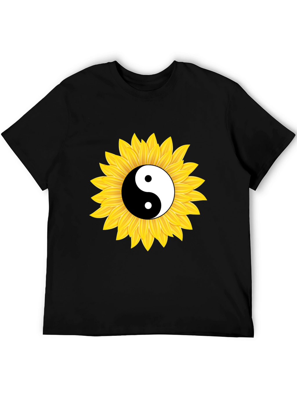 Yin Yang Sunflower Black T-Shirt