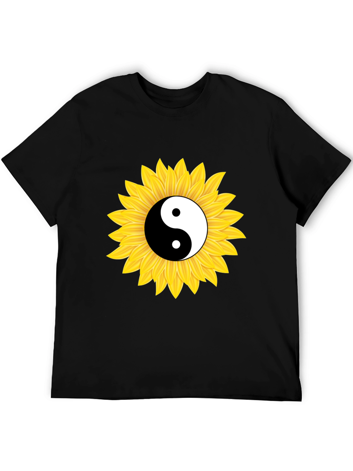 Yin Yang Sunflower Black T-Shirt