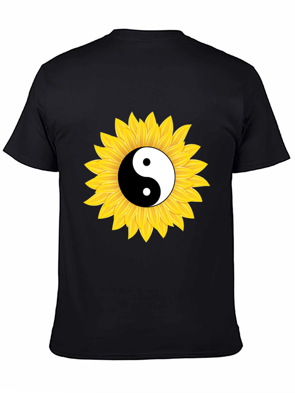 Yin Yang Sunflower Black T-Shirt