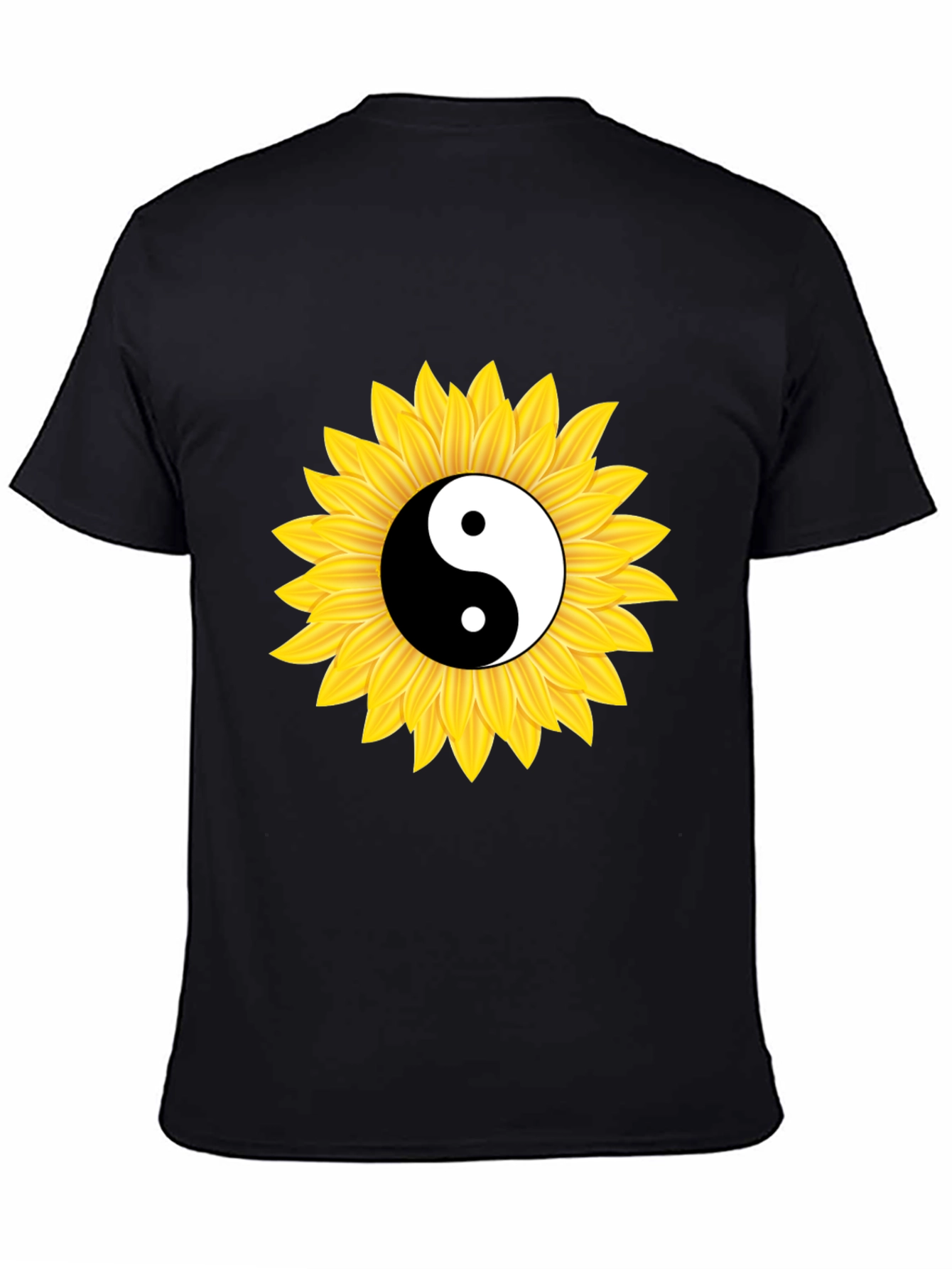Yin Yang Sunflower Black T-Shirt