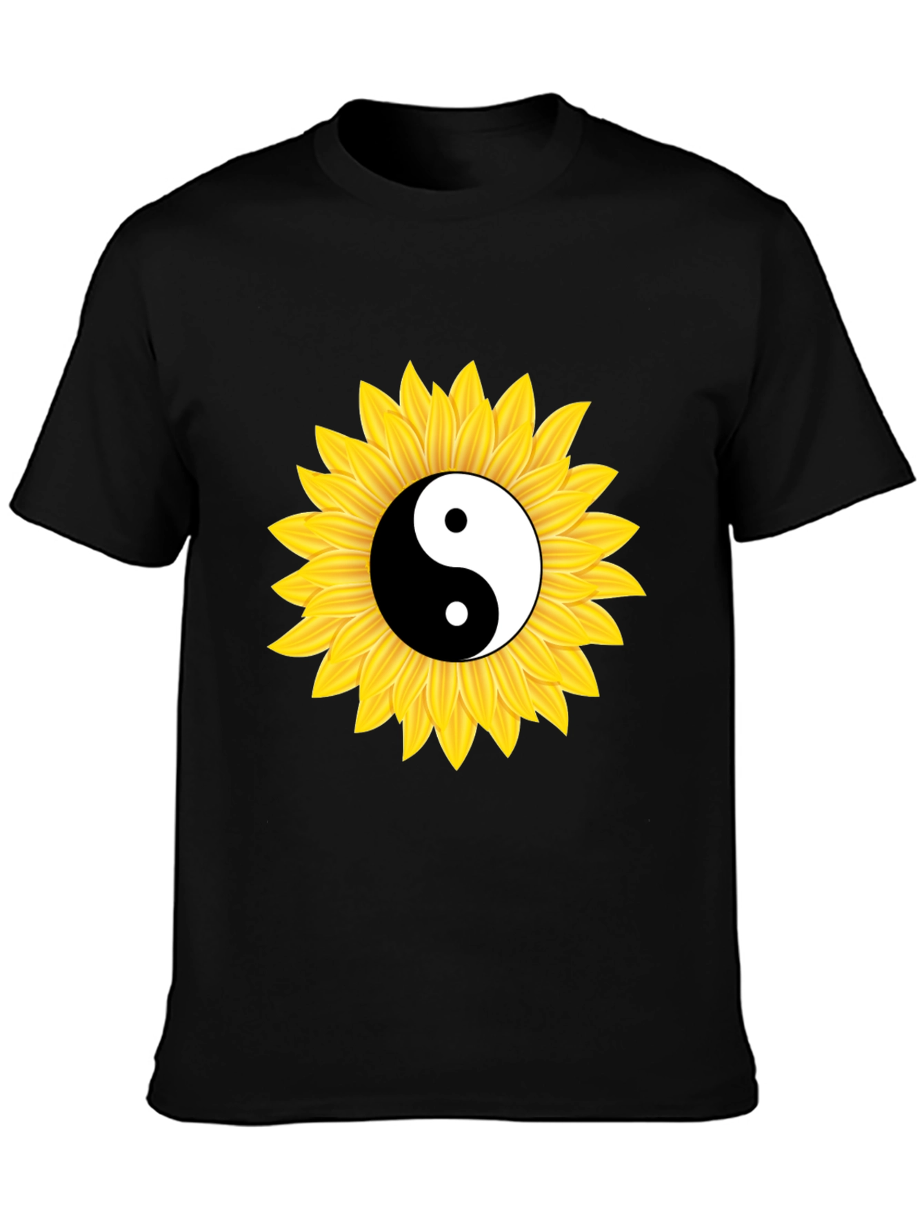 Yin Yang Sunflower Black T-Shirt