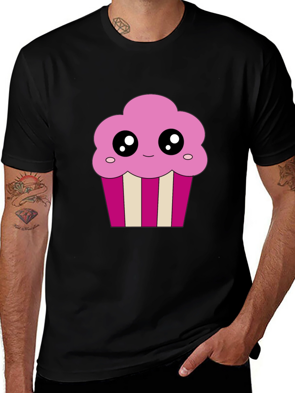 Cute Cupcake Graphic Black T-Shirt