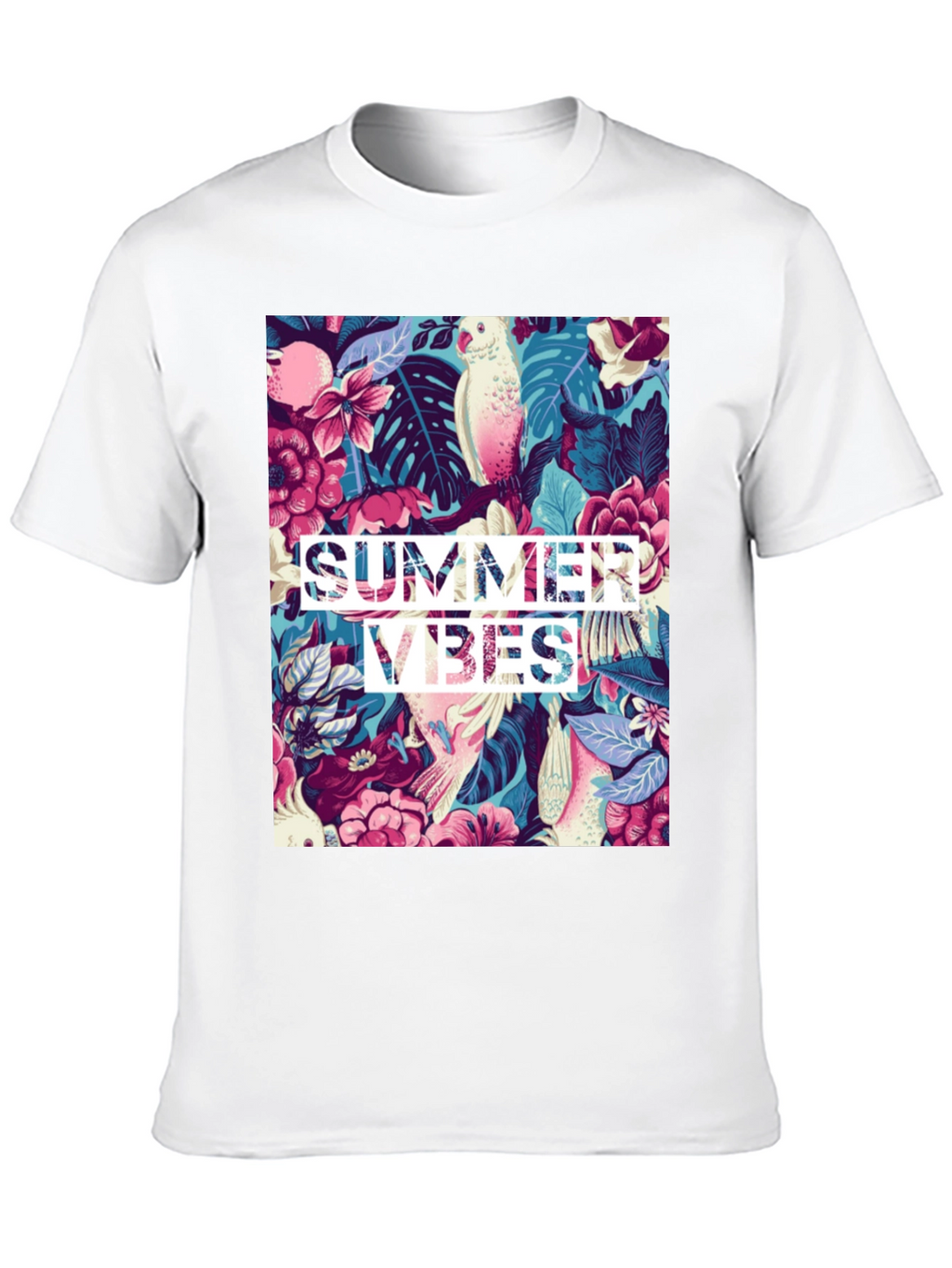 Summer Vibes Graphic Tee - Tropical Design