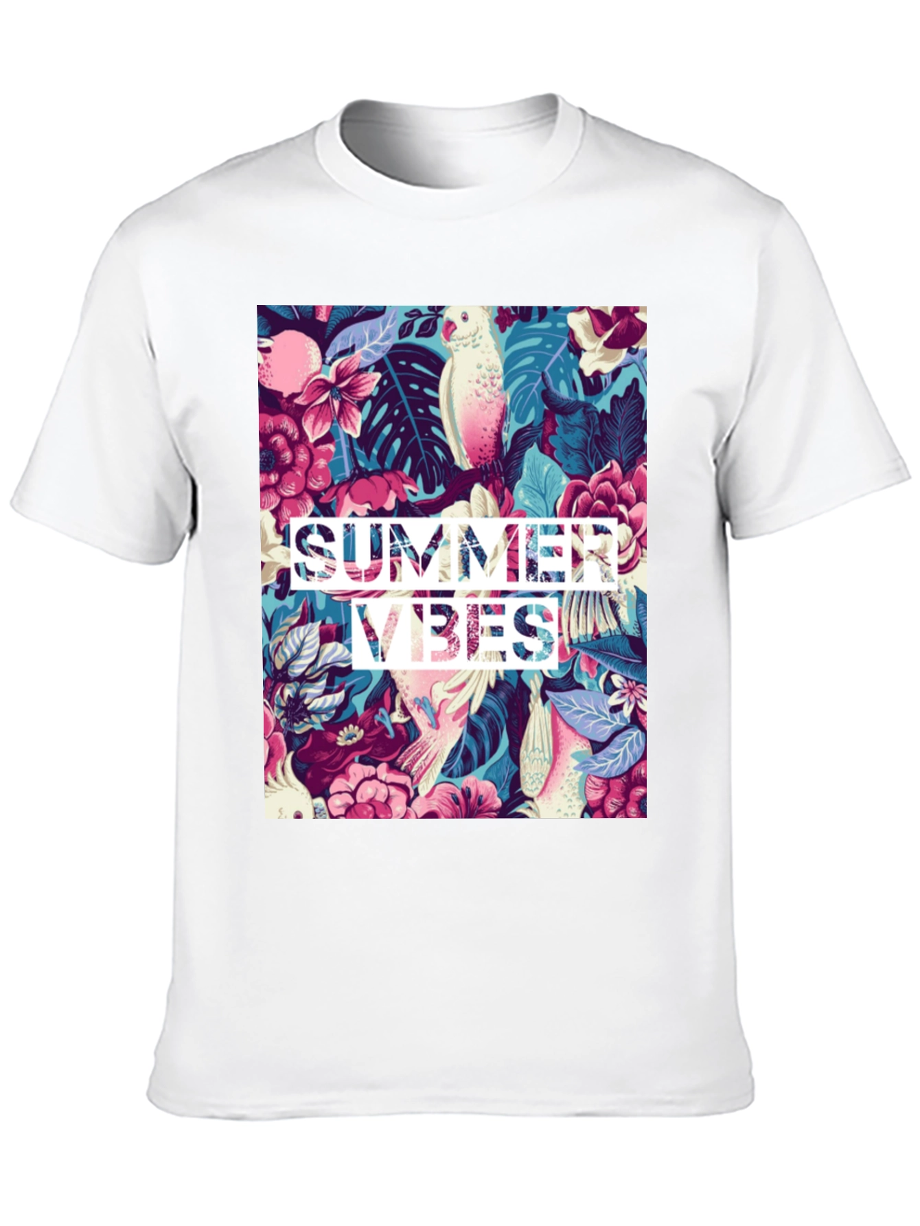 Summer Vibes Graphic Tee - Tropical Design