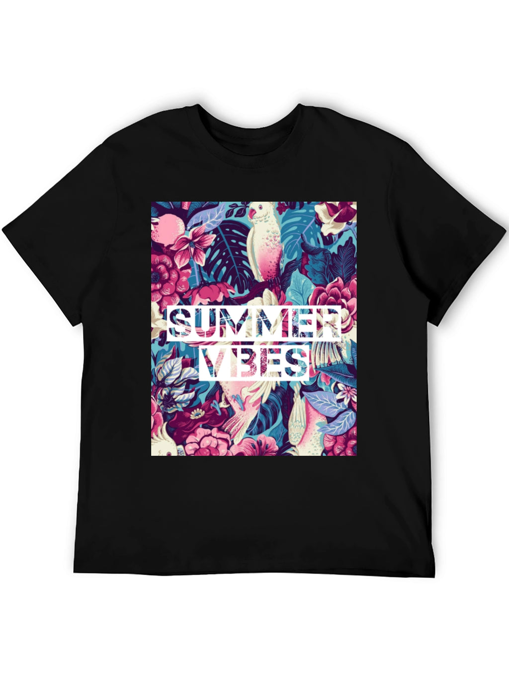 Summer Vibes Graphic Tee - Tropical Design