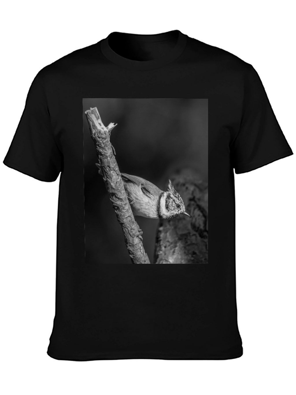 Bird on Branch Black T-Shirt
