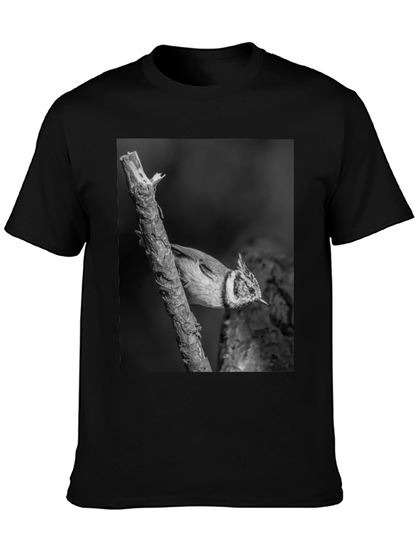 Bird on Branch Black T-Shirt