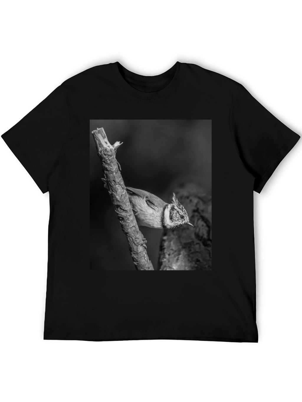 Bird on Branch Black T-Shirt