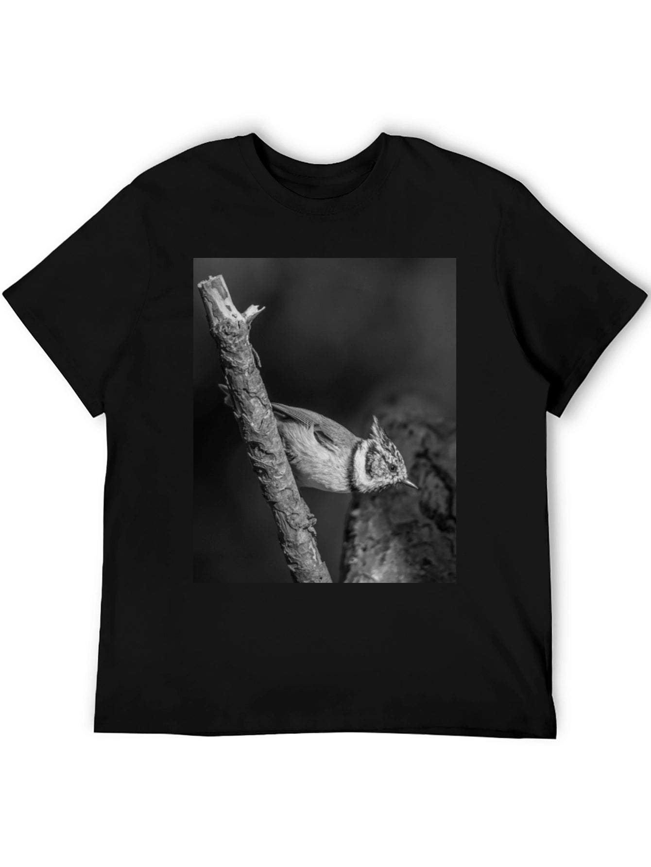 Bird on Branch Black T-Shirt