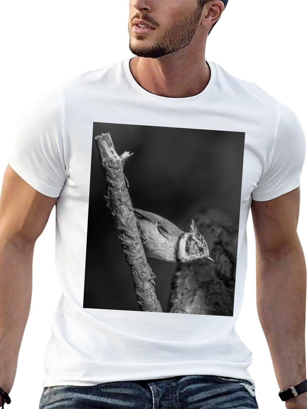 Bird on Branch Black T-Shirt