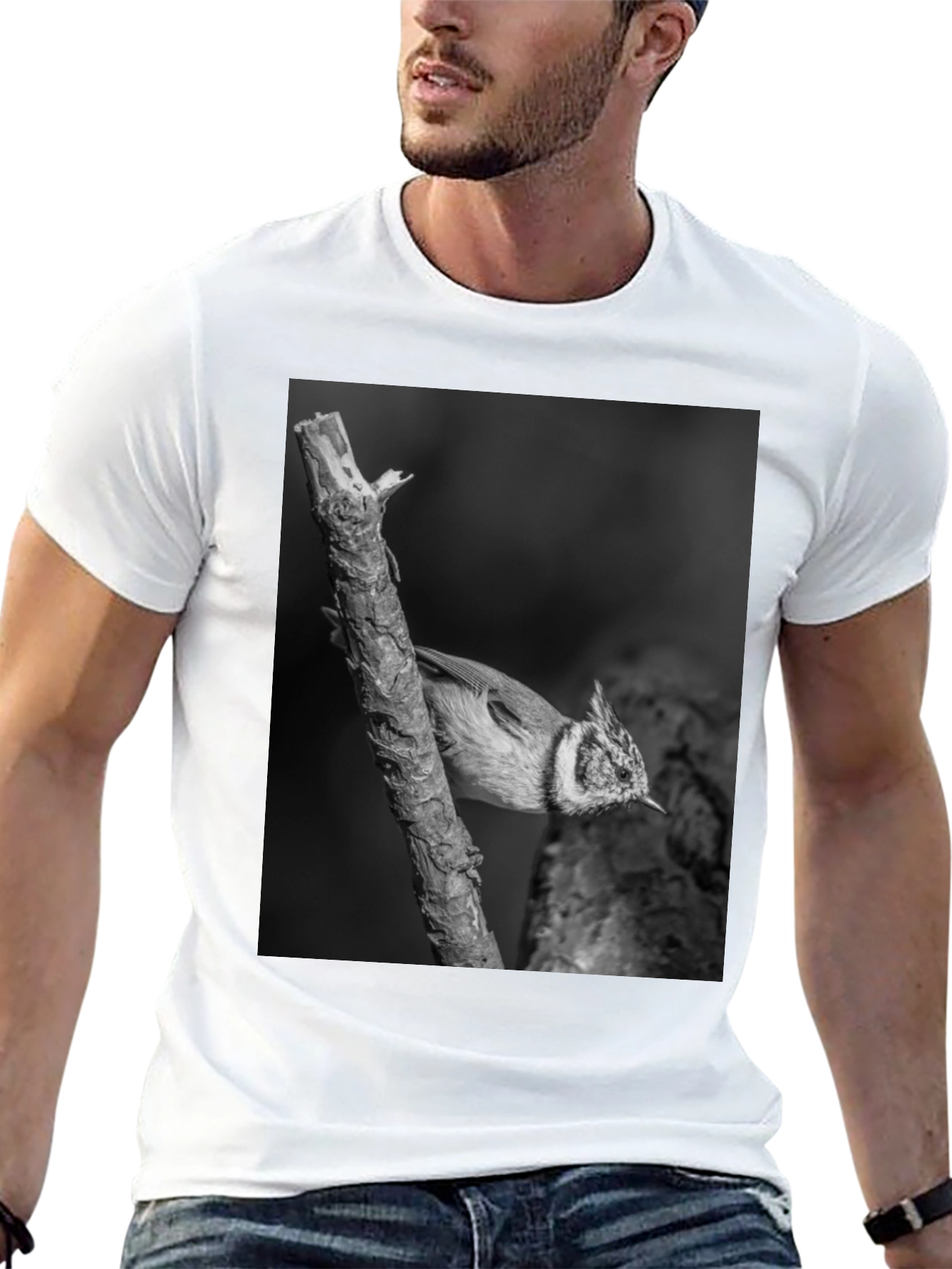 Bird on Branch Black T-Shirt