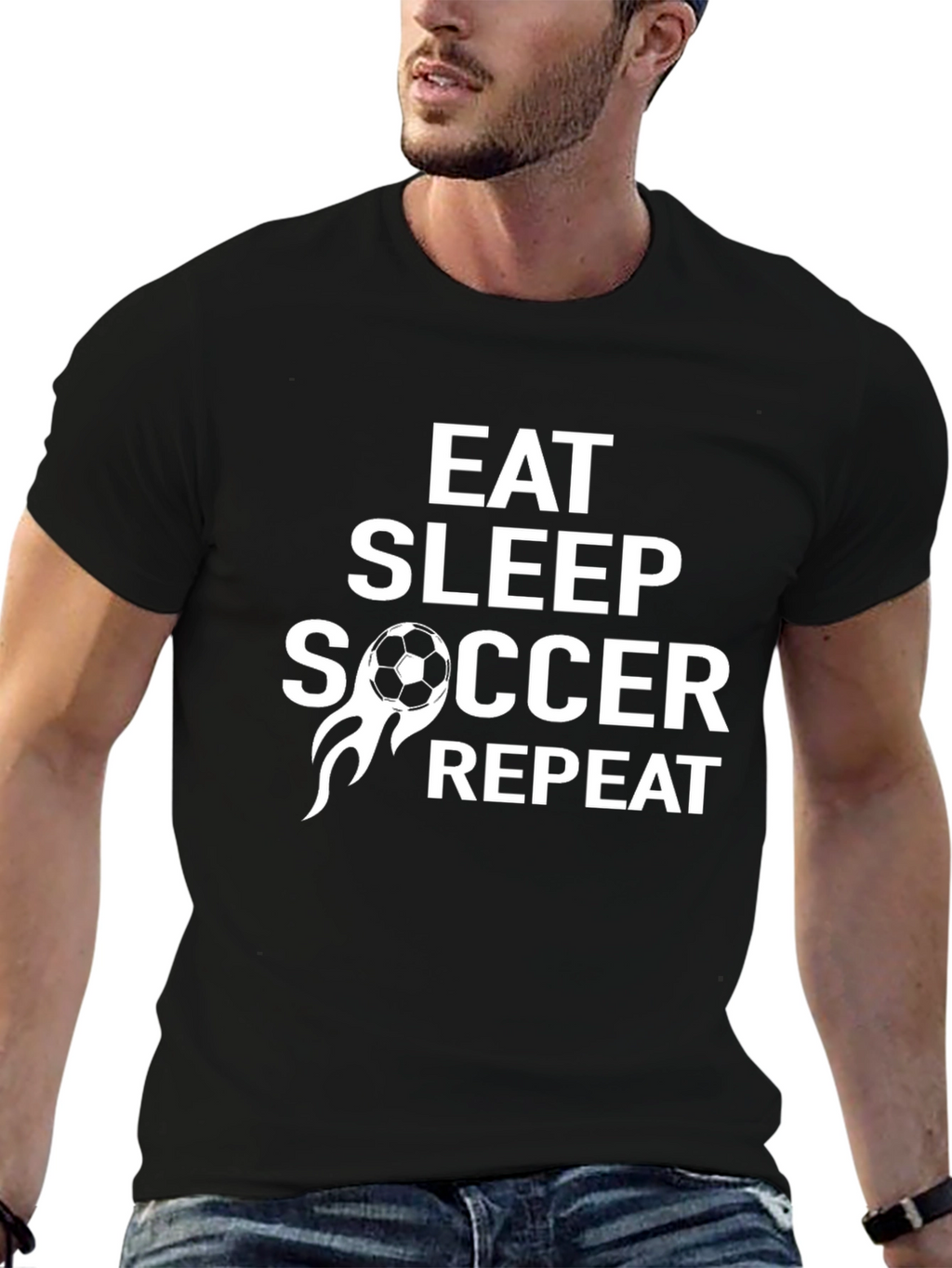 Eat Sleep Soccer Repeat Graphic Tee