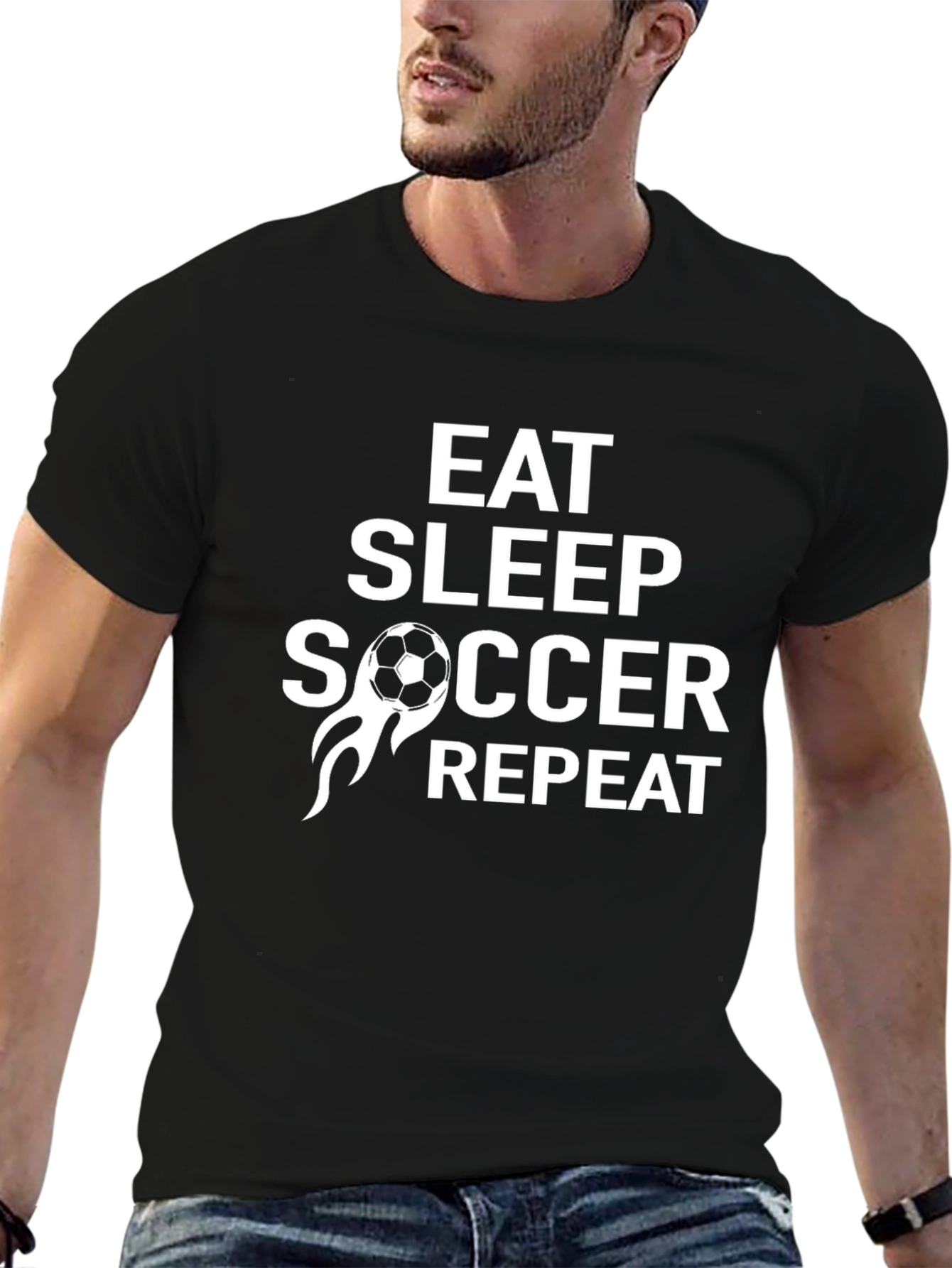 Eat Sleep Soccer Repeat Graphic Tee
