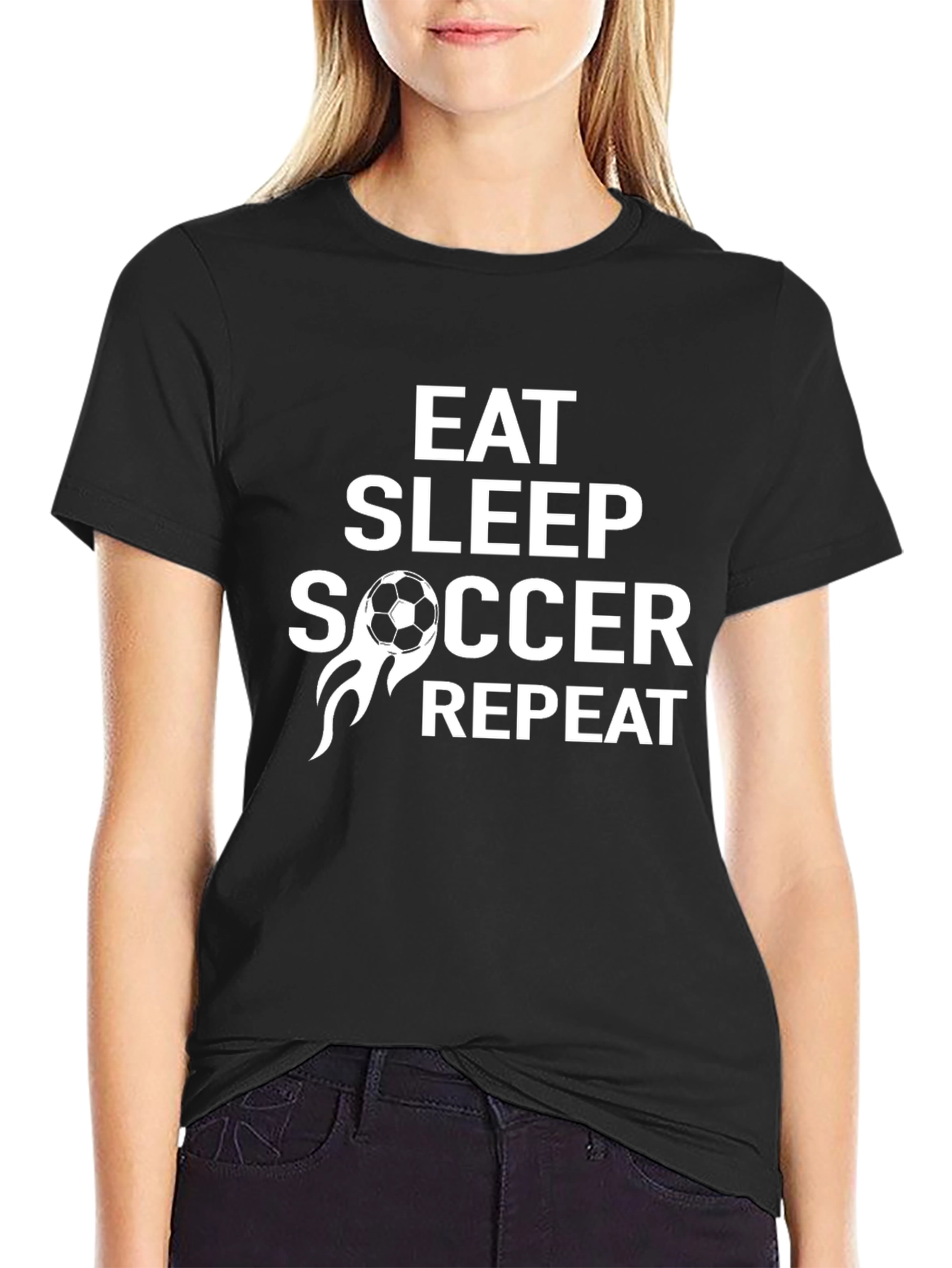 Eat Sleep Soccer Repeat Graphic Tee