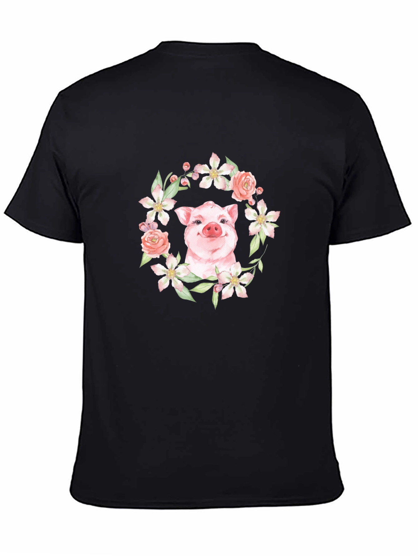 Floral Pig Graphic Tee - Unique Print Design