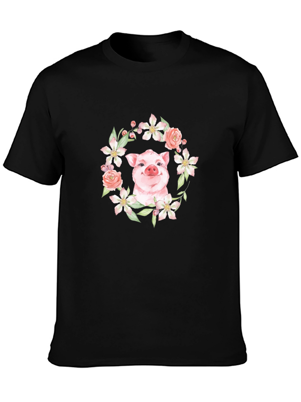 Floral Pig Graphic Tee - Unique Print Design