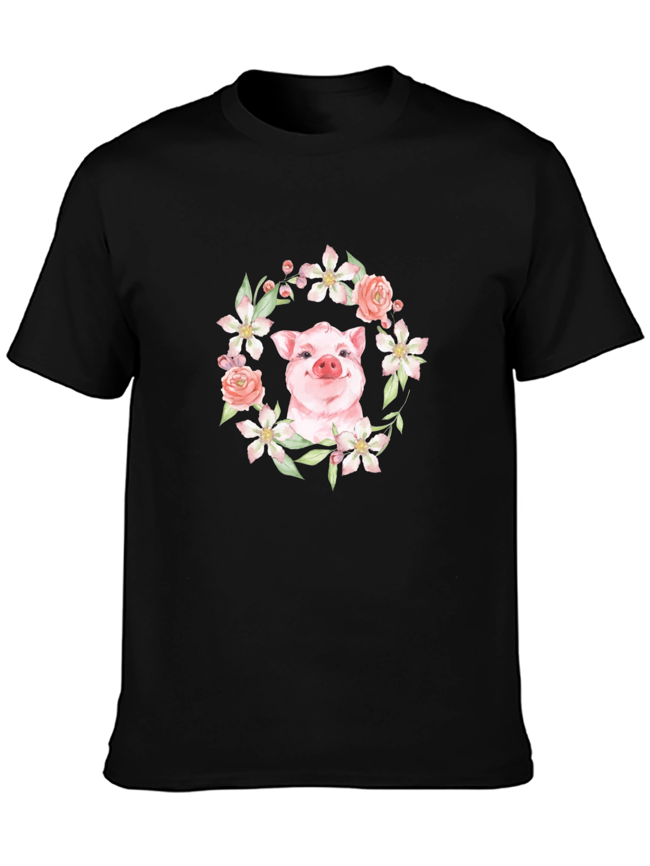 Floral Pig Graphic Tee - Unique Print Design