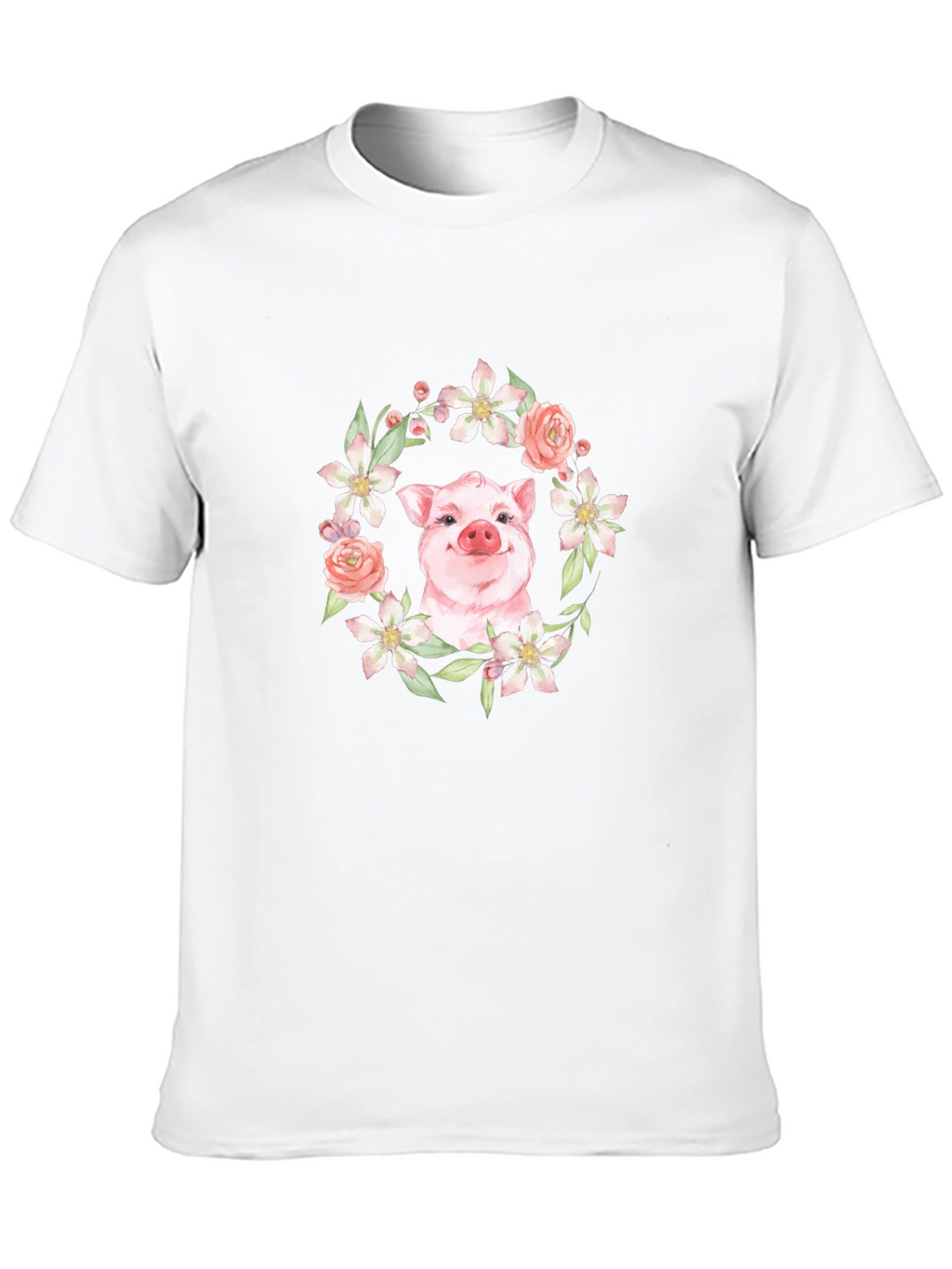 Floral Pig Graphic Tee - Unique Print Design