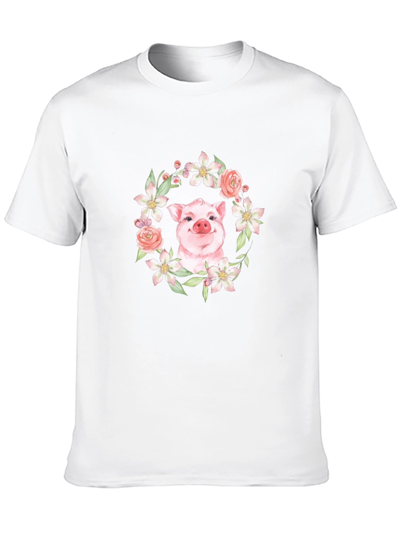 Floral Pig Graphic Tee - Unique Print Design