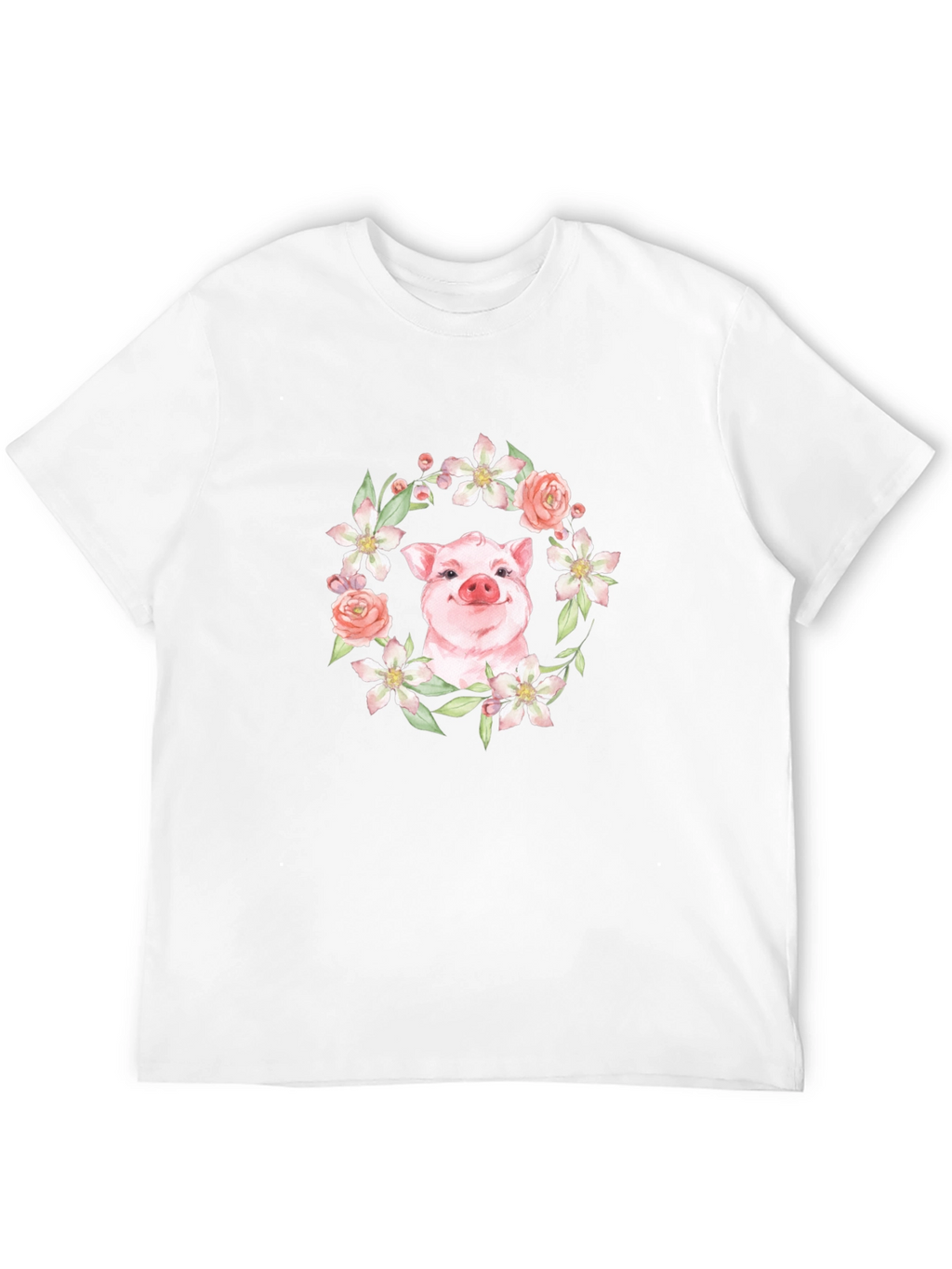 Floral Pig Graphic Tee - Unique Print Design