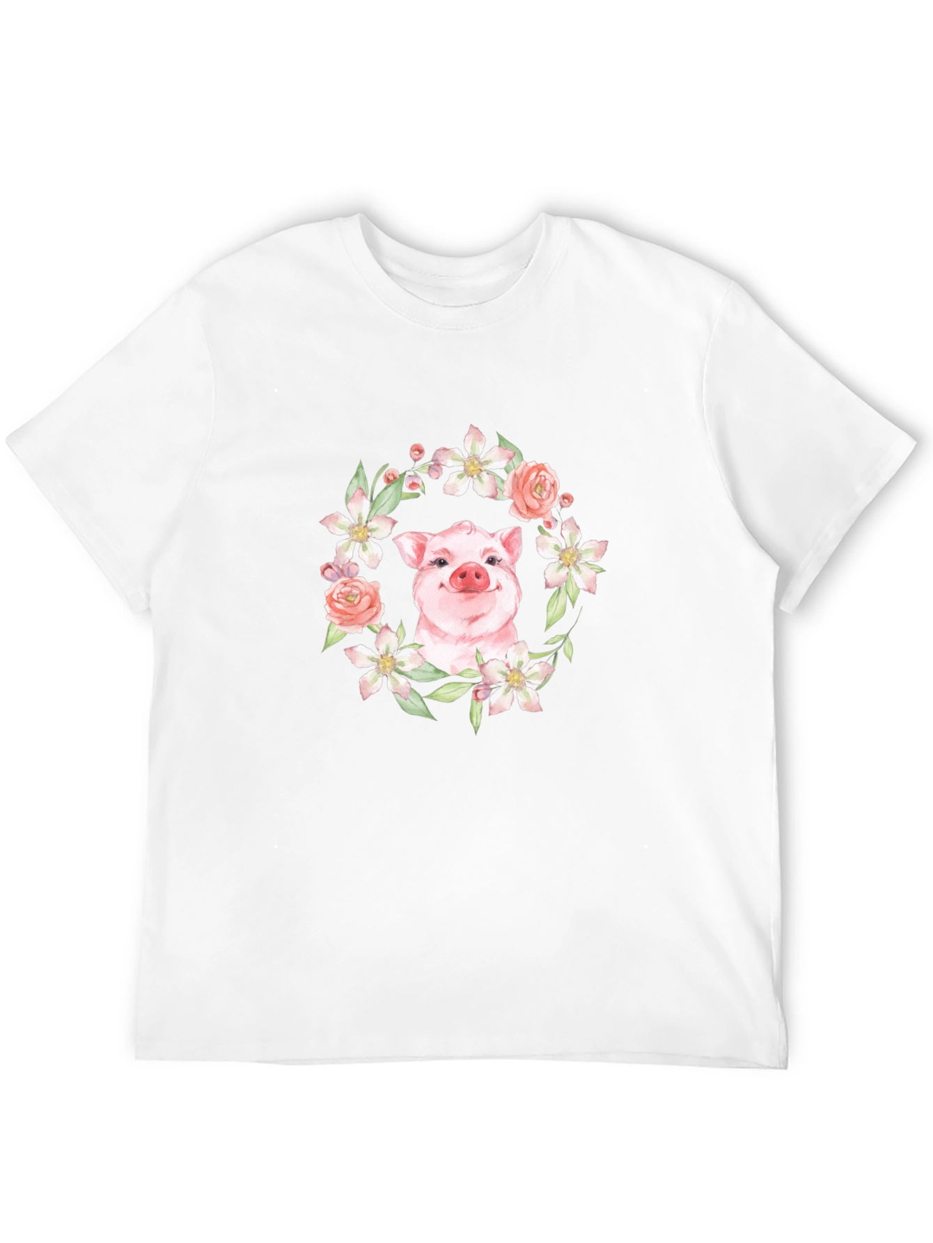 Floral Pig Graphic Tee - Unique Print Design
