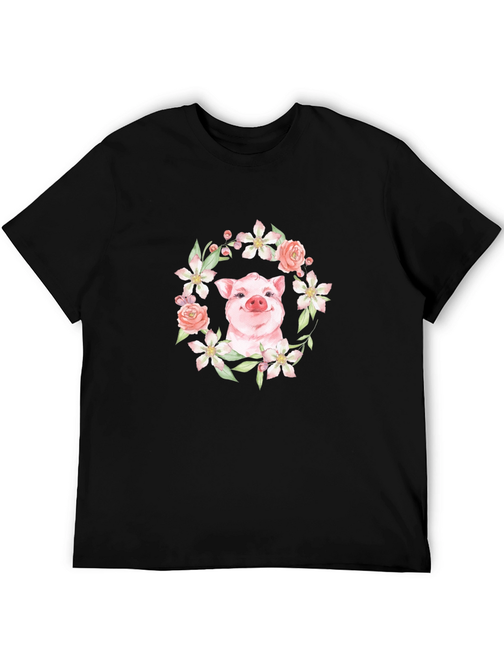 Floral Pig Graphic Tee - Unique Print Design