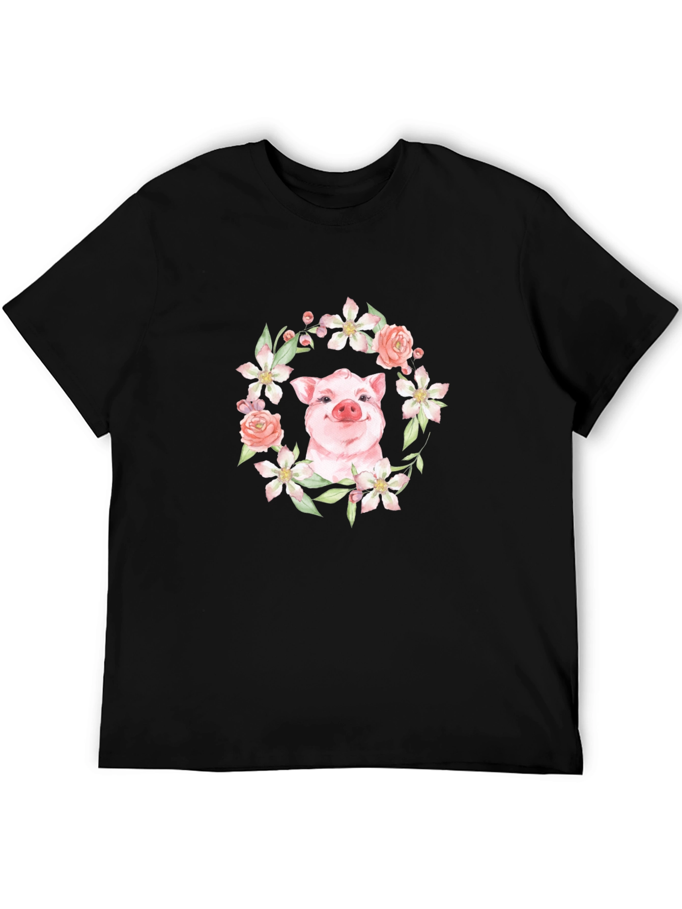 Floral Pig Graphic Tee - Unique Print Design