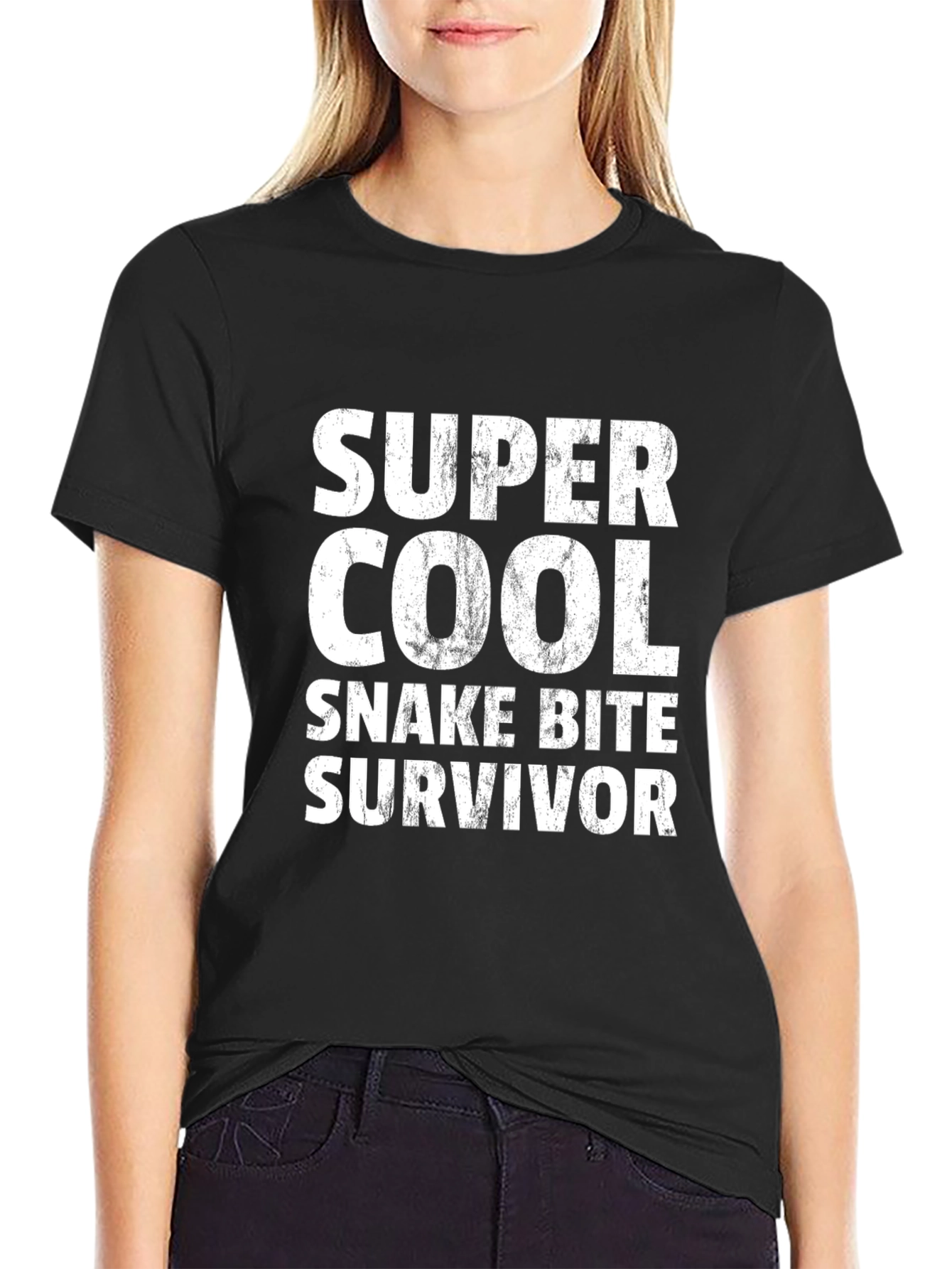 Super Cool Snake Bite Survivor Black T-Shirt