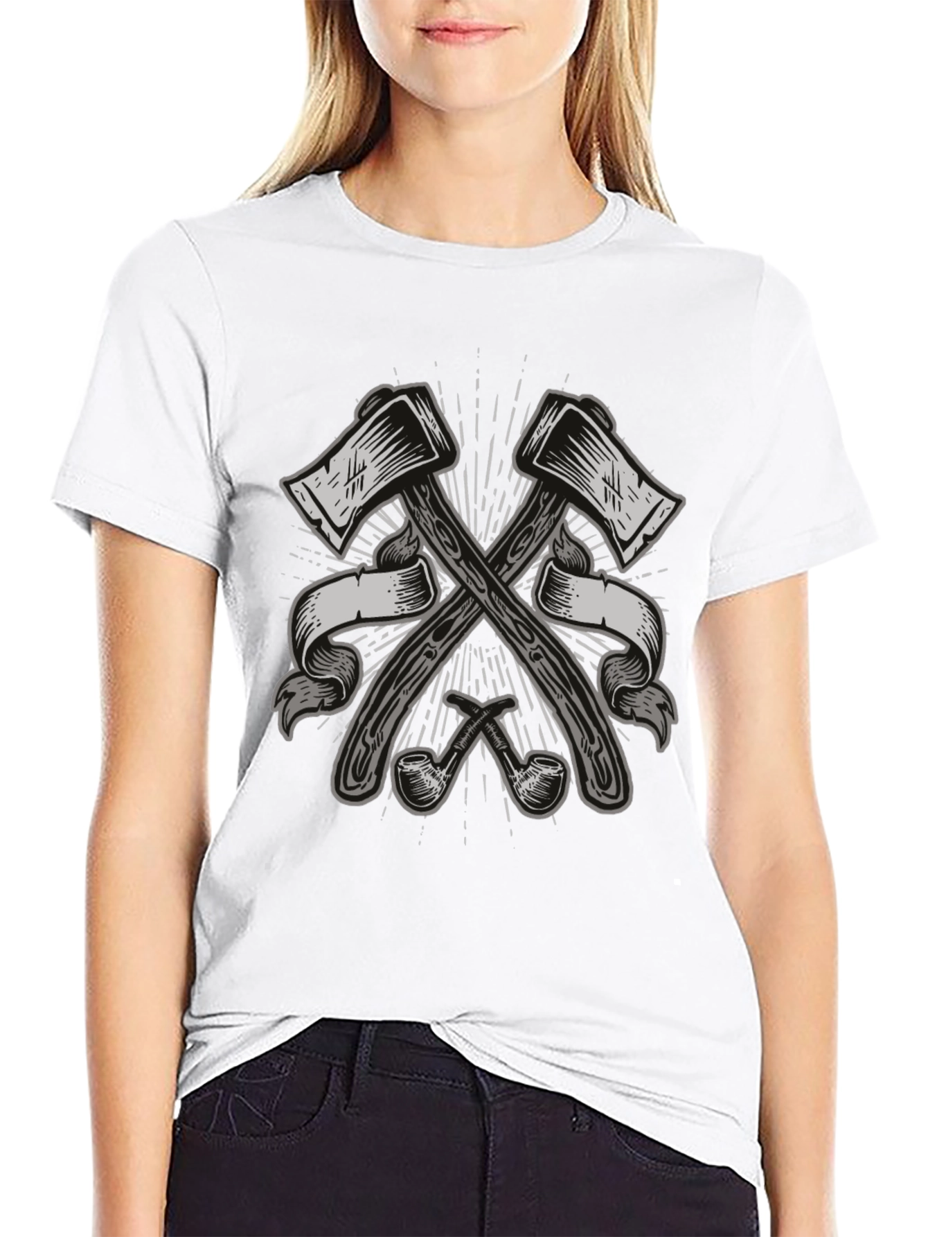 Axe & Pipe Graphic Black T-Shirt