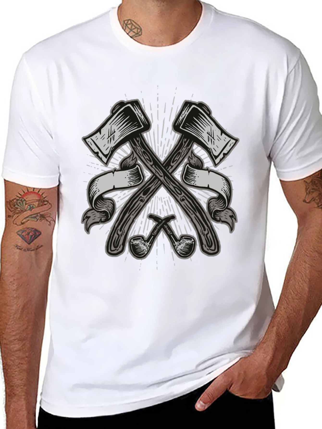 Axe & Pipe Graphic Black T-Shirt