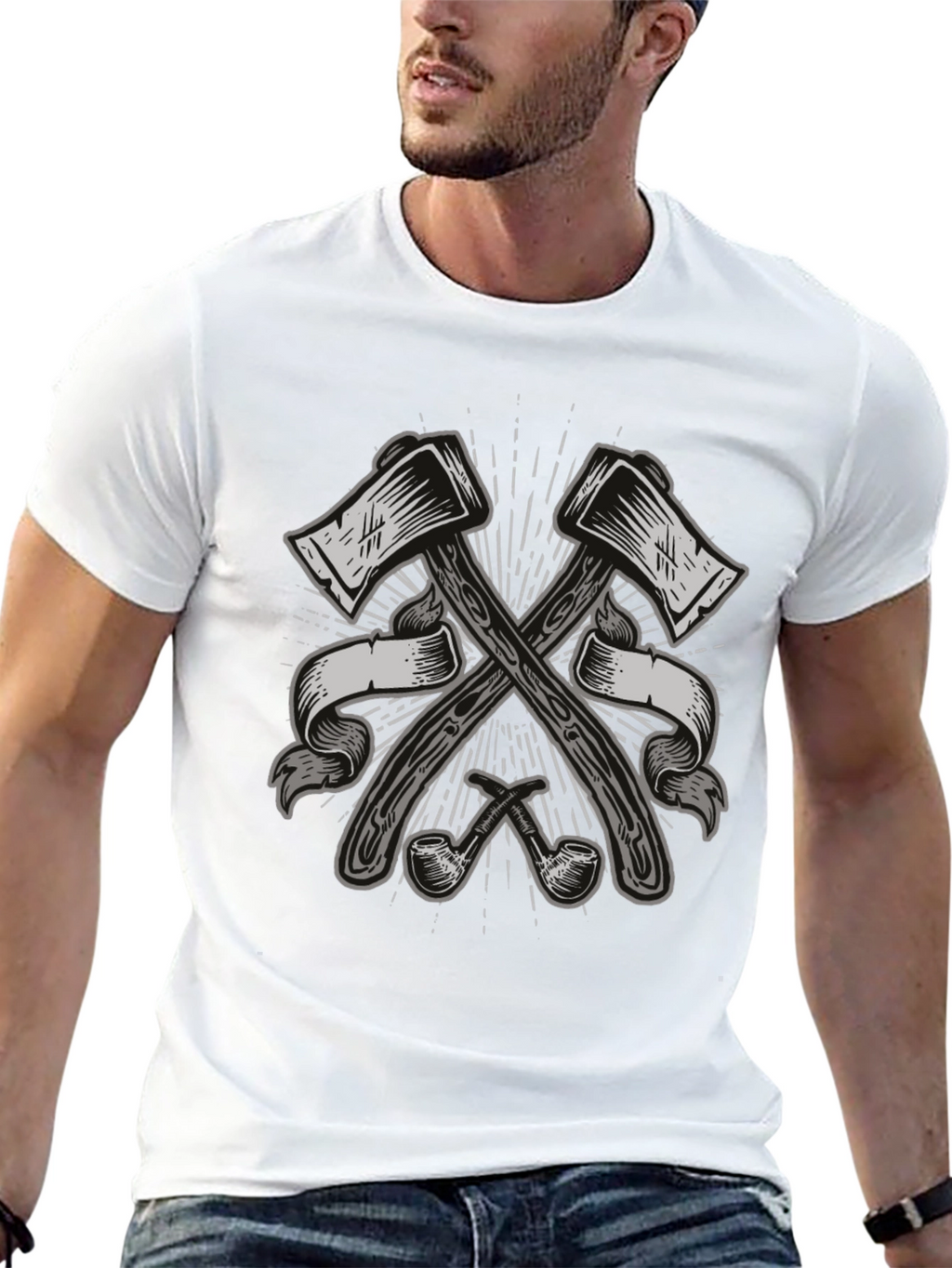 Axe & Pipe Graphic Black T-Shirt