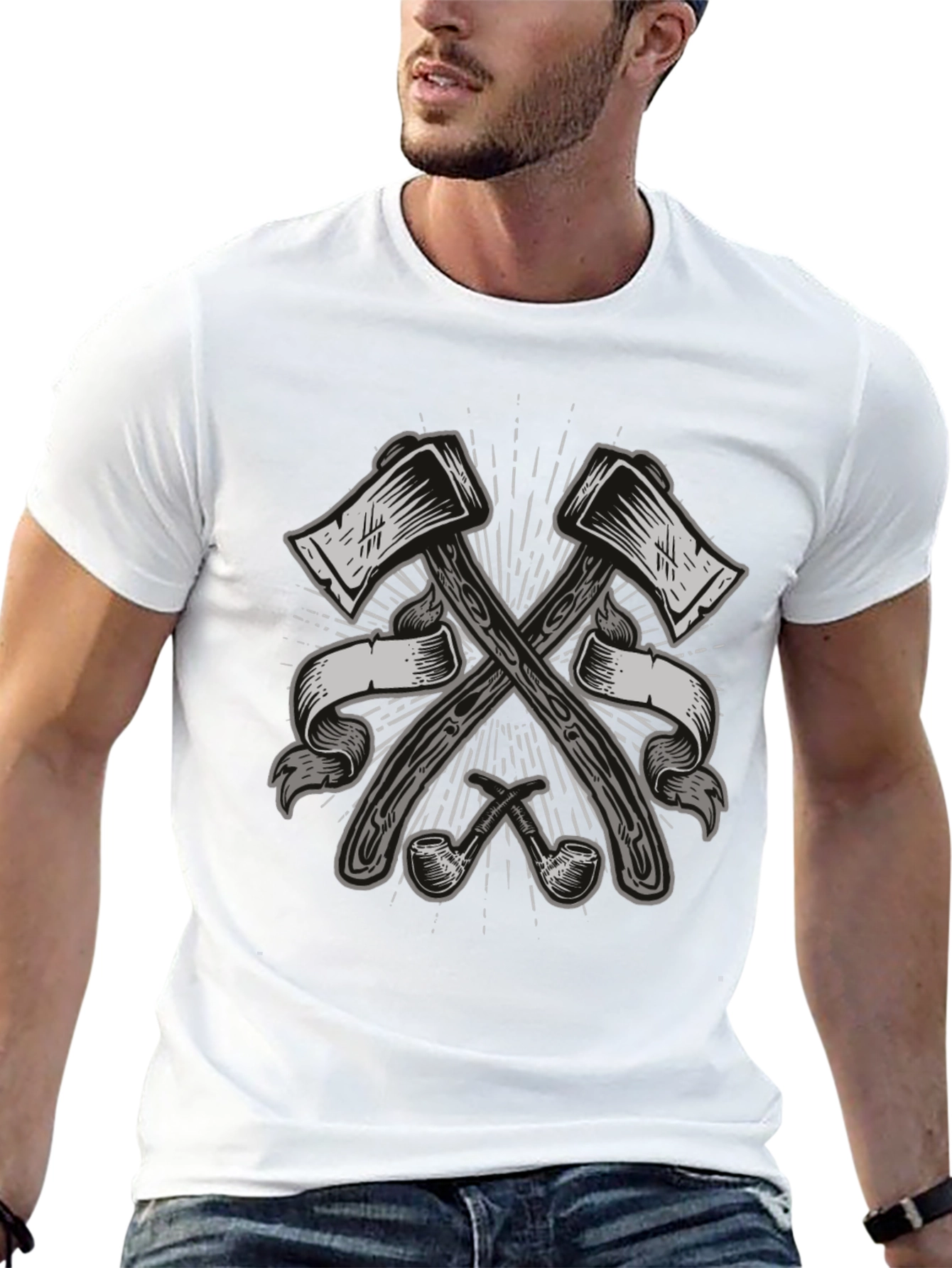Axe & Pipe Graphic Black T-Shirt