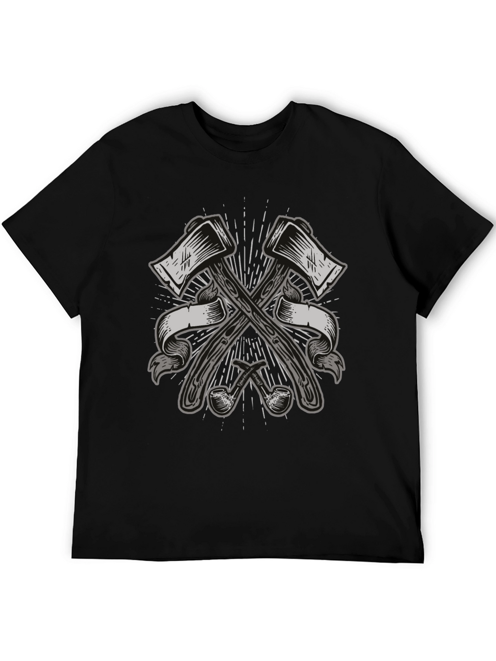 Axe & Pipe Graphic Black T-Shirt