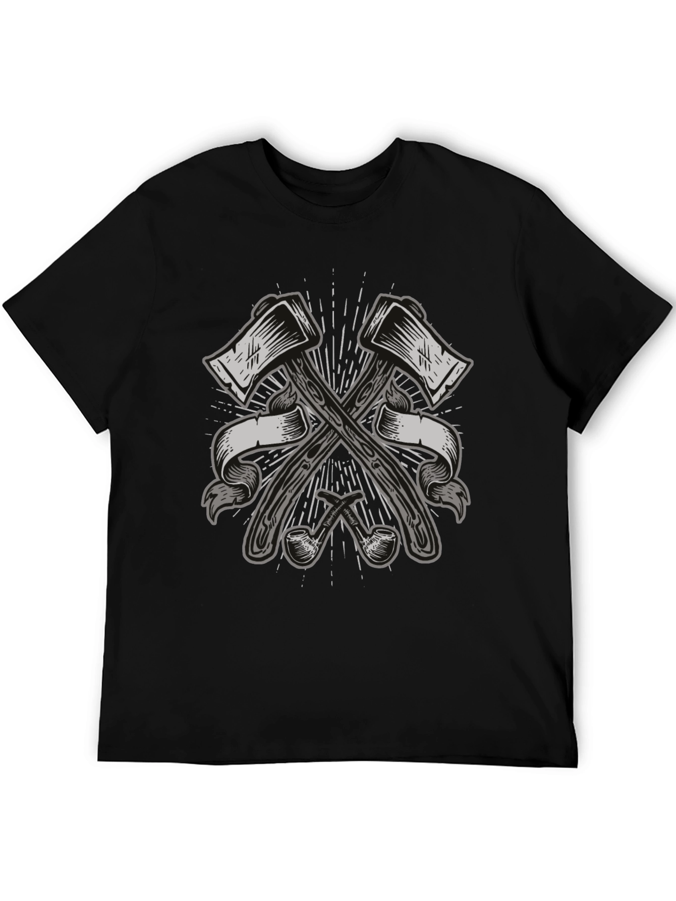 Axe & Pipe Graphic Black T-Shirt