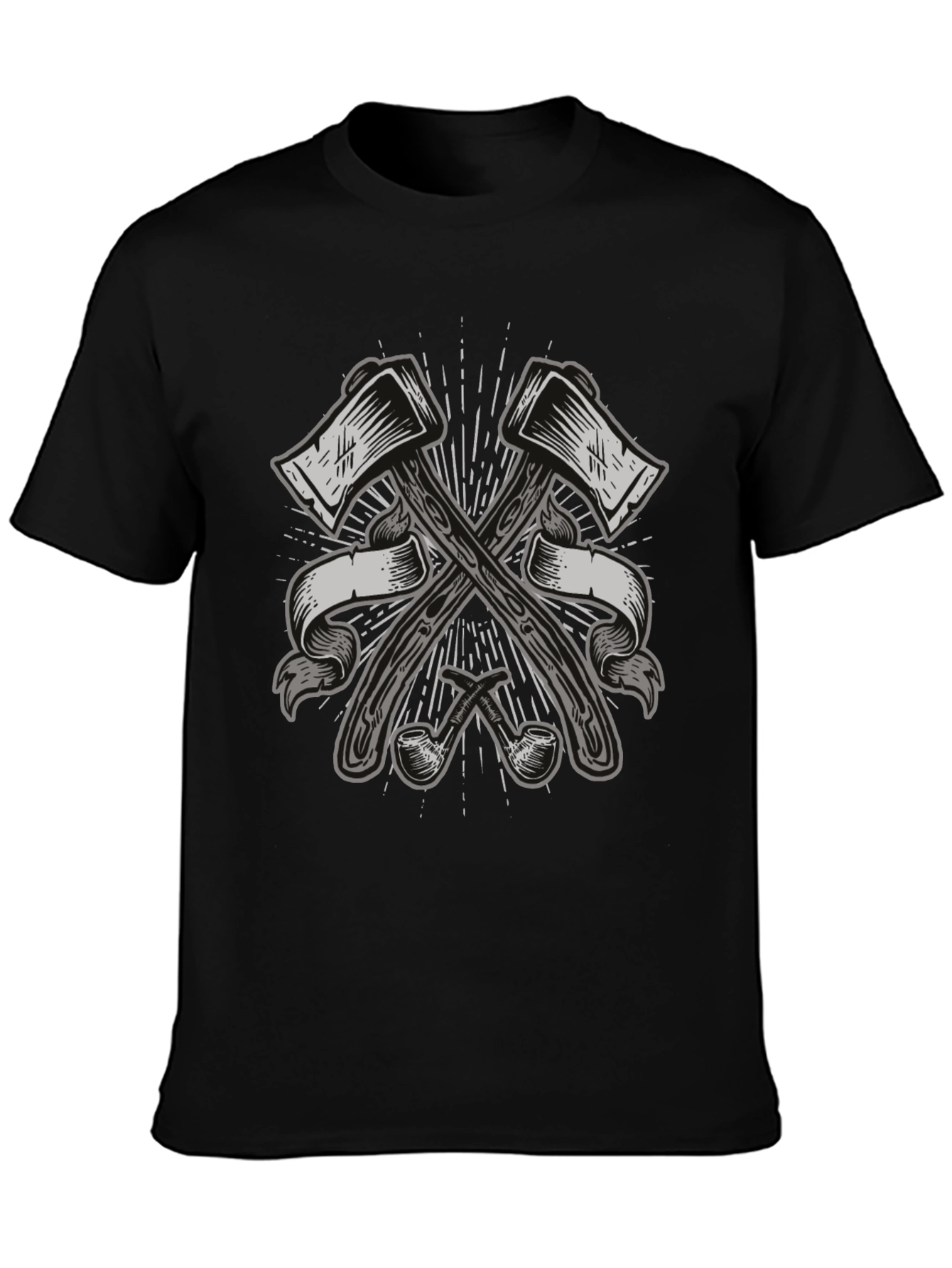 Axe & Pipe Graphic Black T-Shirt